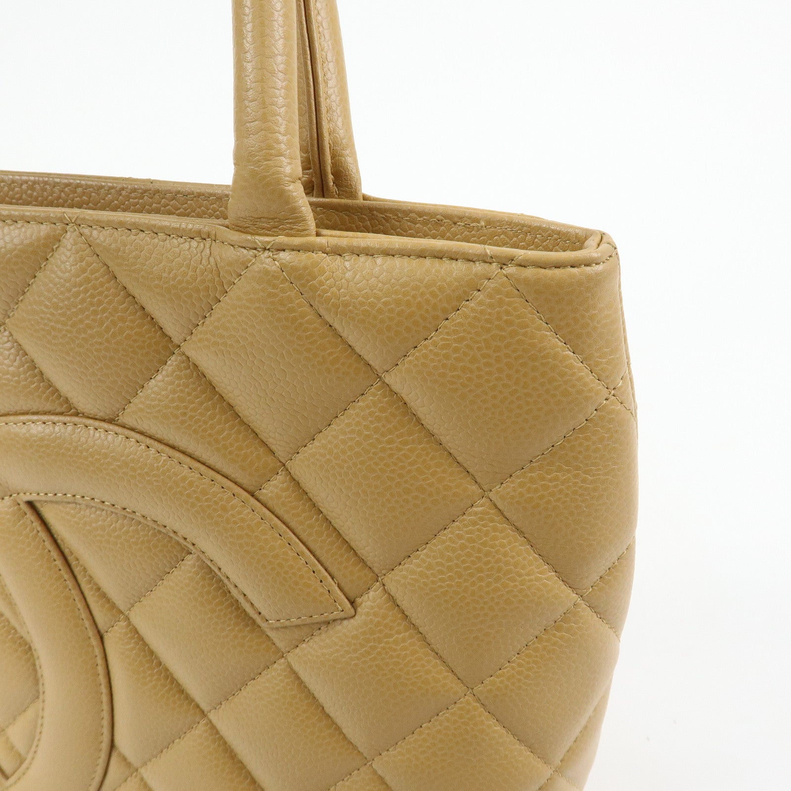CHANEL Matelasse COCO Mark Medallion Tote Bag Hand Bag Beige A01804