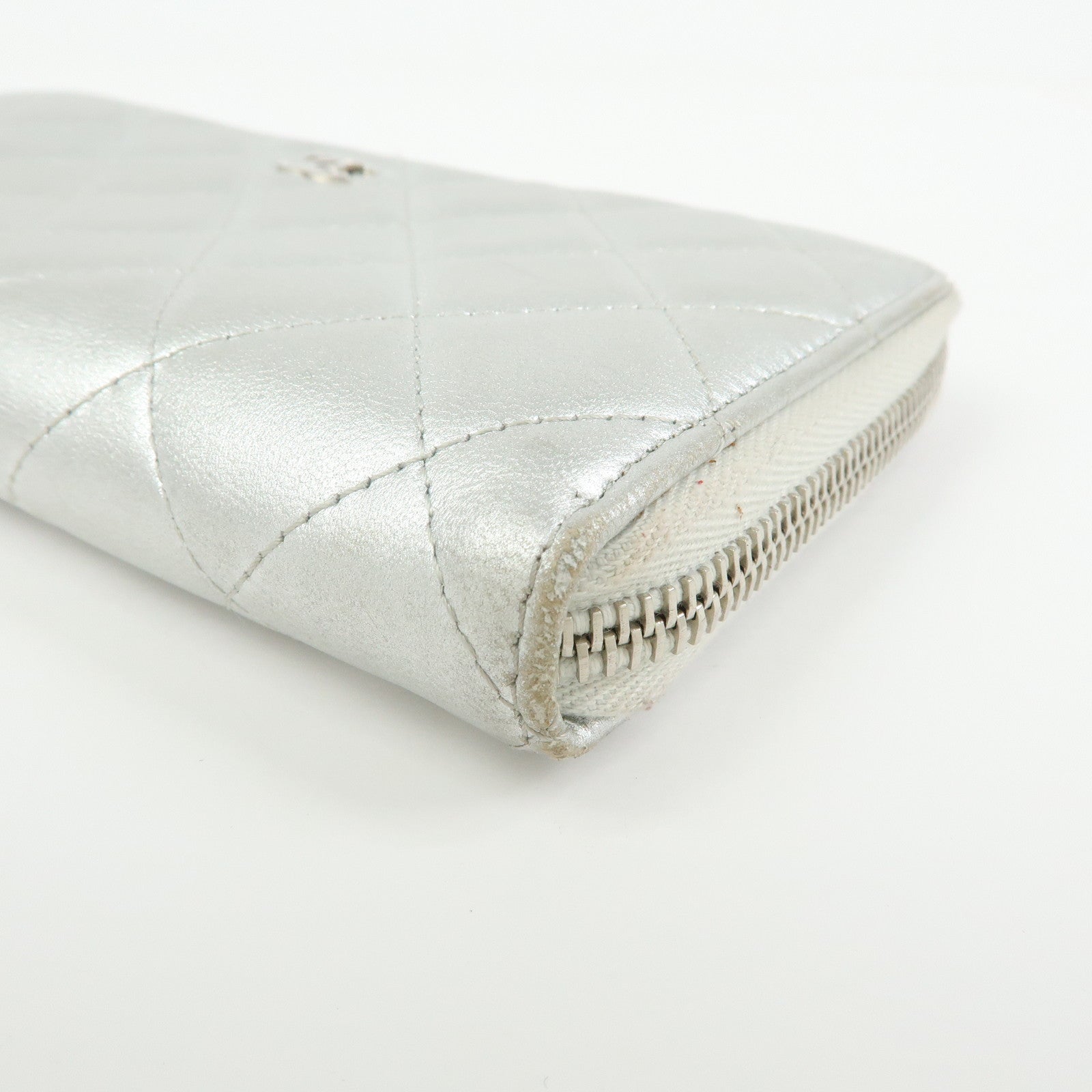 CHANEL Matelasse COCO Mark Lamb Skin Zippy Long Wallet A50097