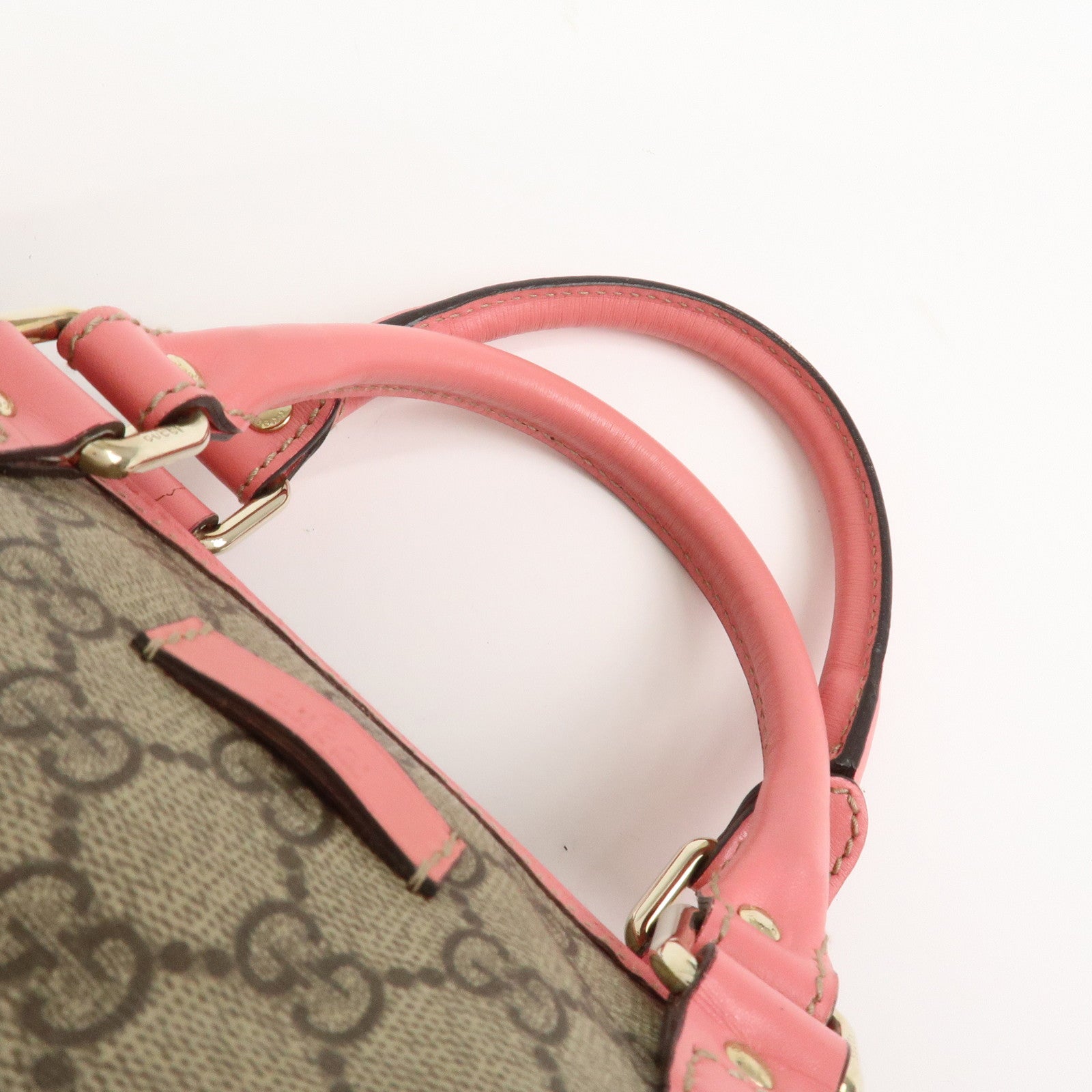 GUCCI GG Supreme Leather Boston Bag Hand Bag Beige Pink 193603