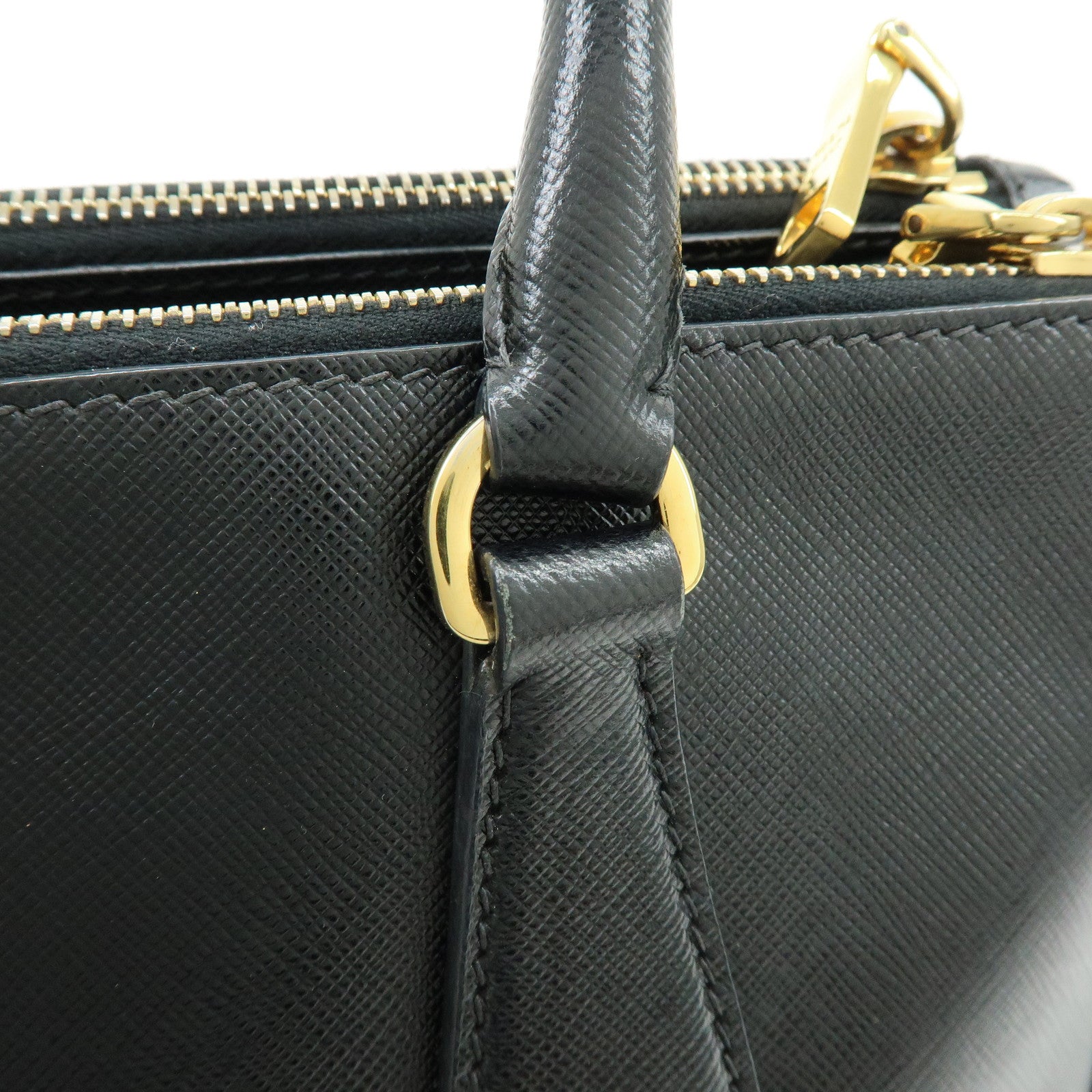 PRADA Saffiano Leather 2Way Bag Hand Bag Shoulder Bag Black 1BA801