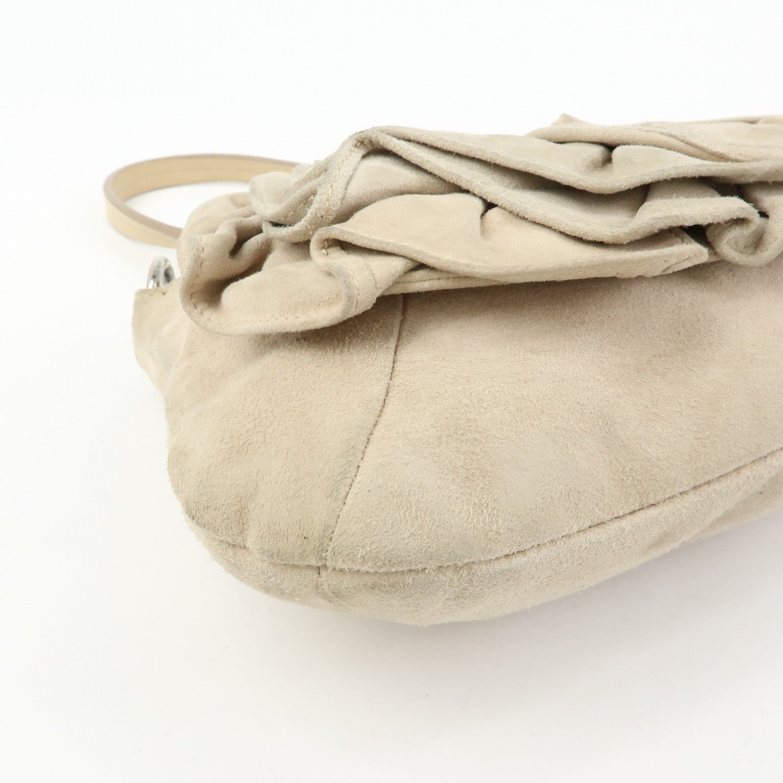 SAINT LAURENT PARIS Nadja Rive Gauche Suede Hand Bag Beige 112930