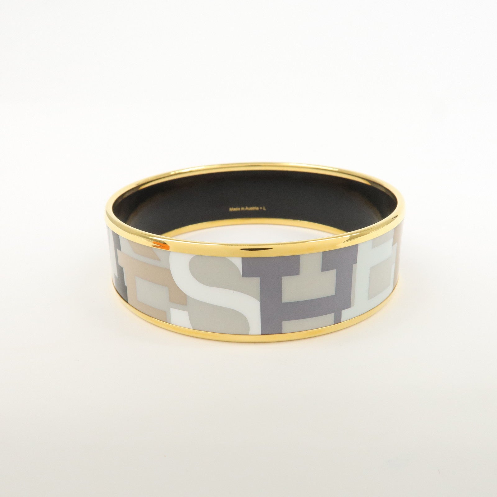 HERMES Email GM Bangle Bracelet Cloisonne Enamel Gray