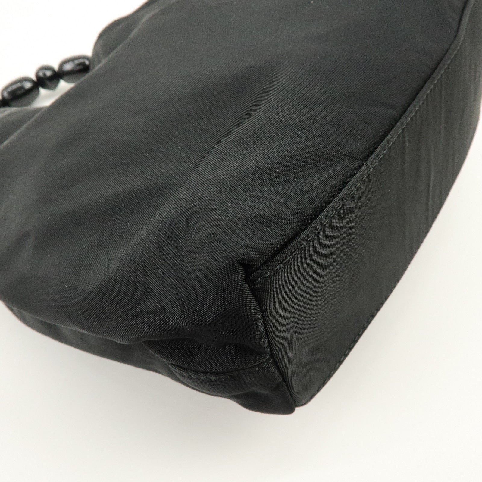 Christian Dior Malice Pearl Nylon Hand Bag Shoulder Bag Black