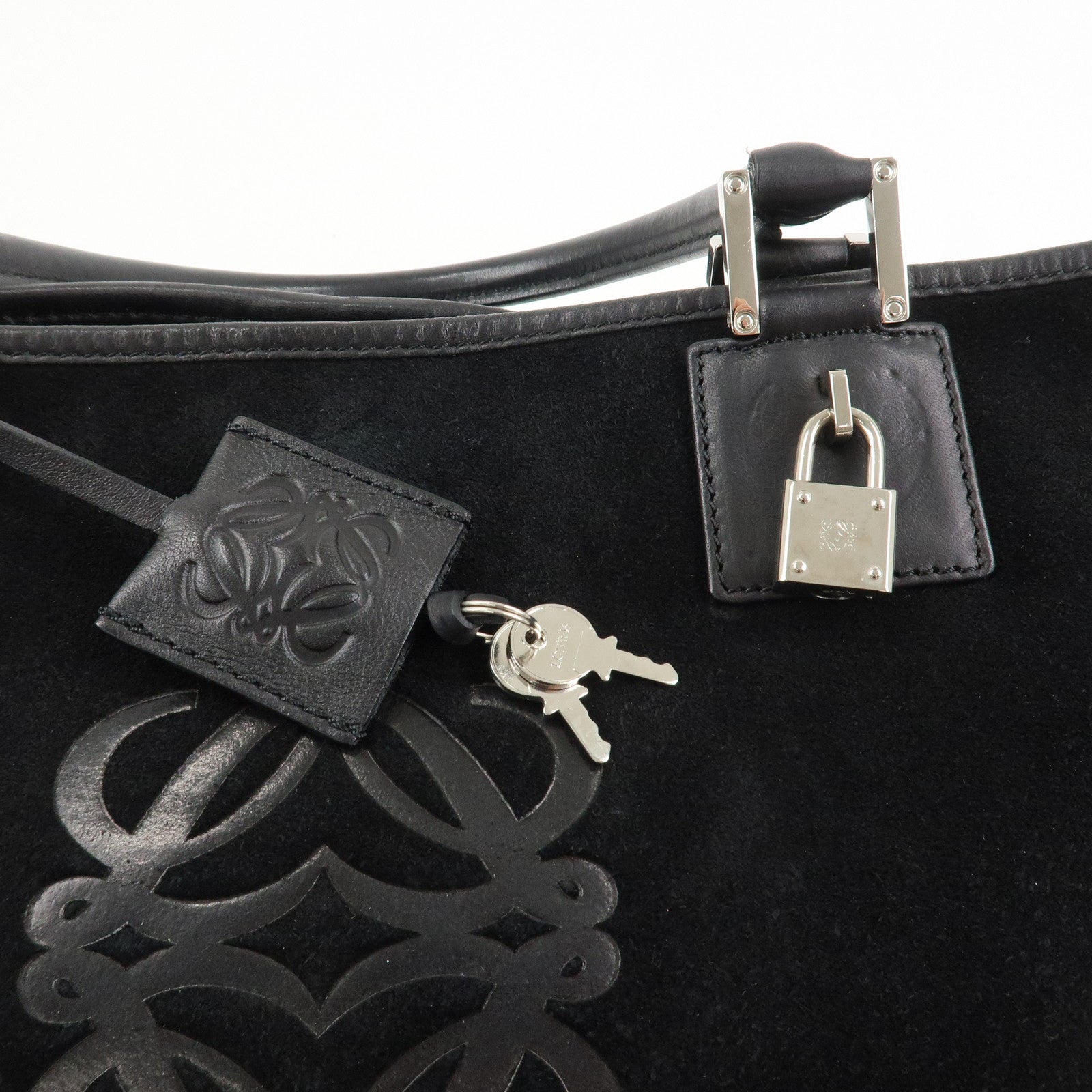 LOEWE Anagram Leather 2WAY Bag Shoulder Bag Hand Bag Black