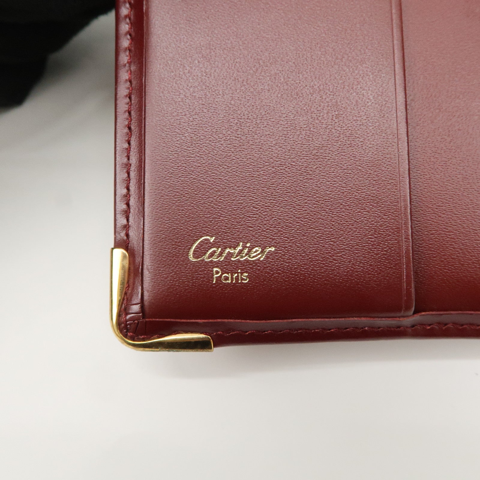 Cartier Must de Cartier Logo Leather Compact Wallet Bordeaux