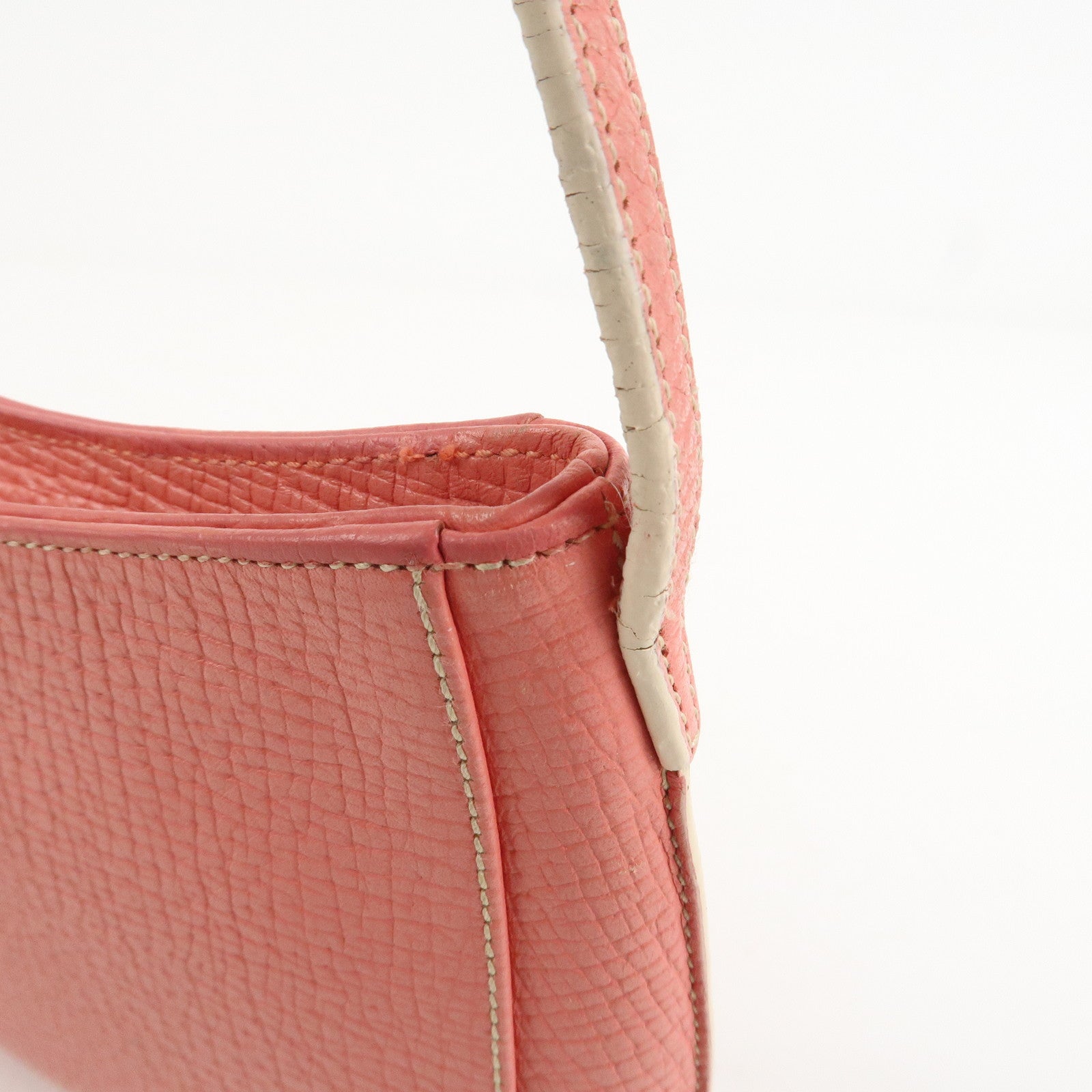 LOEWE Leather Shoulder Bag Hand Bag Pink Silver Hardware