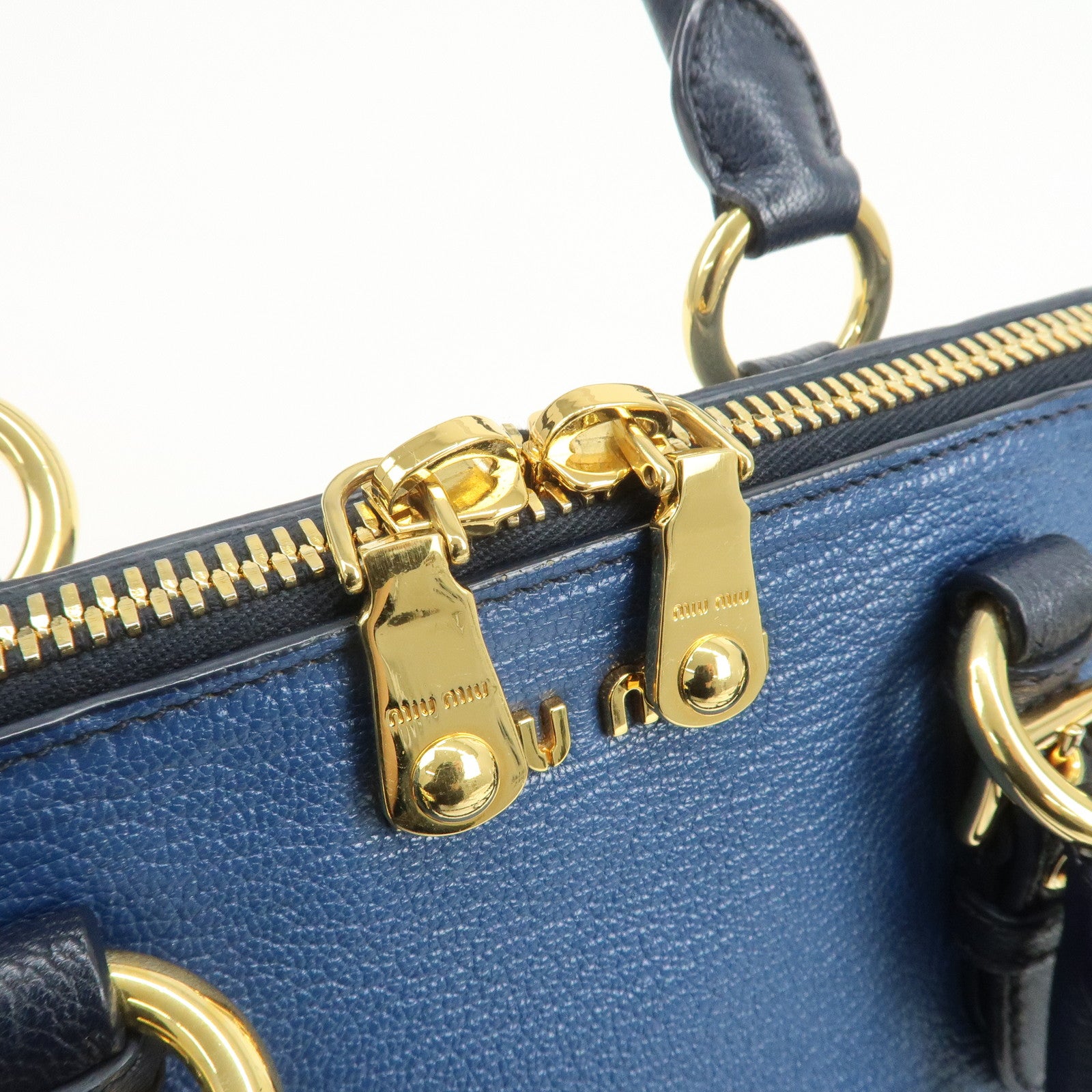 MIU MIU MADRAS 2Way Bag Hand Bag Shoulder Bag Blue RL0058