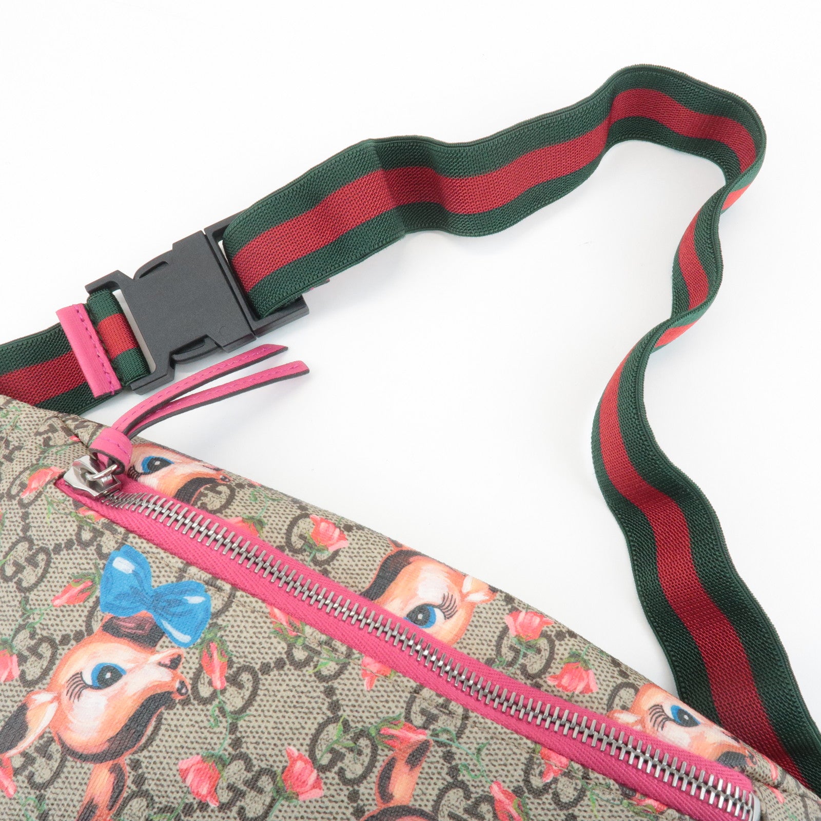 GUCCI GG Supreme Childrens Bambi Floral Waist Bag Beige Pink 502095 Used