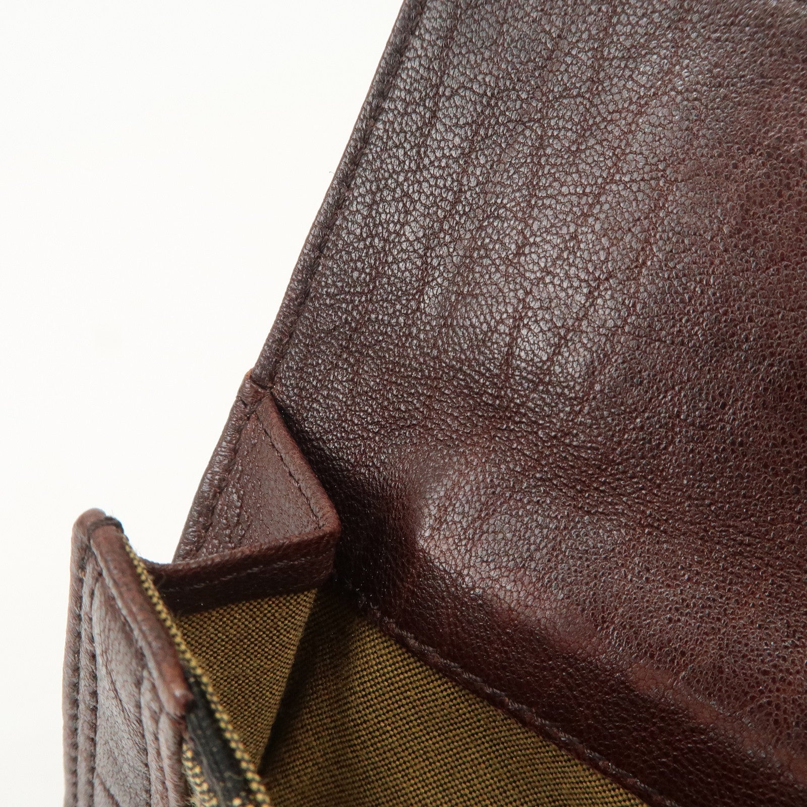 FENDI Zucca Leather Canvas W Hook Bi-fold Wallet Dark Brown 8M0160 Used