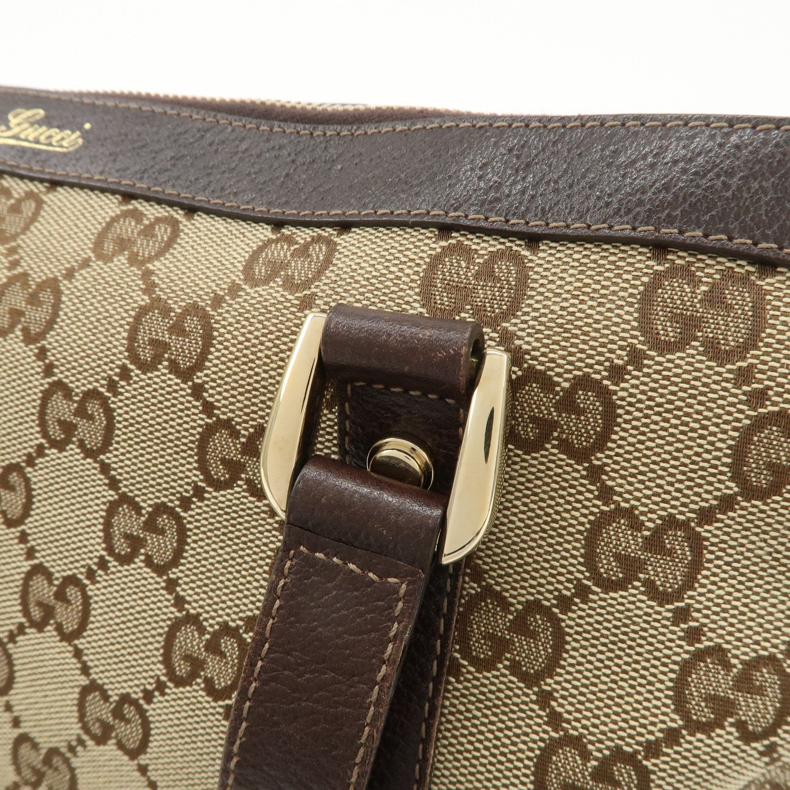 GUCCI Abbey GG Canvas Leather Shoulder Hand Bag Beige Brown 141470 Used