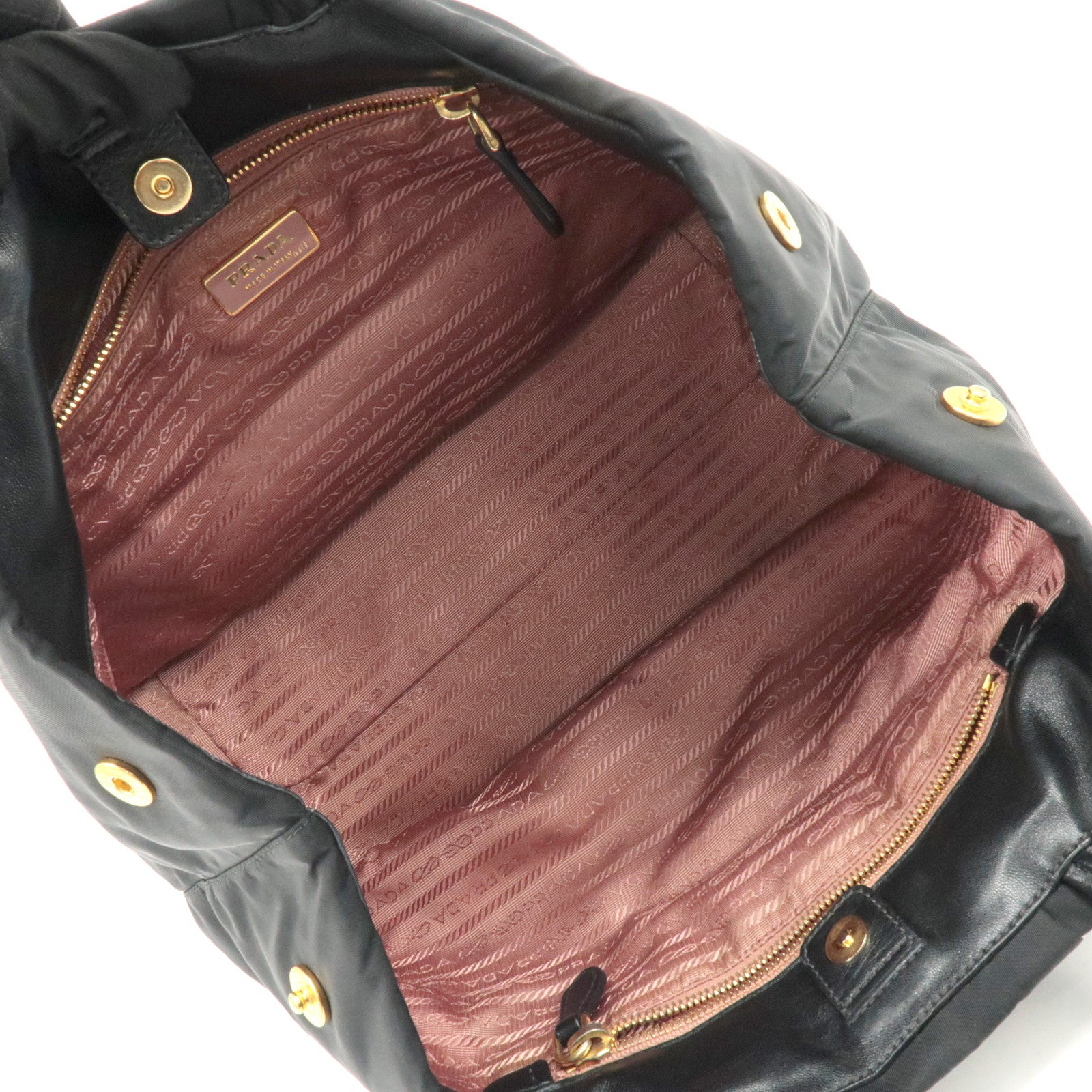 PRADA Nylon Leather Ribbon Hand Bag Tote Bag Black BN1601 Used