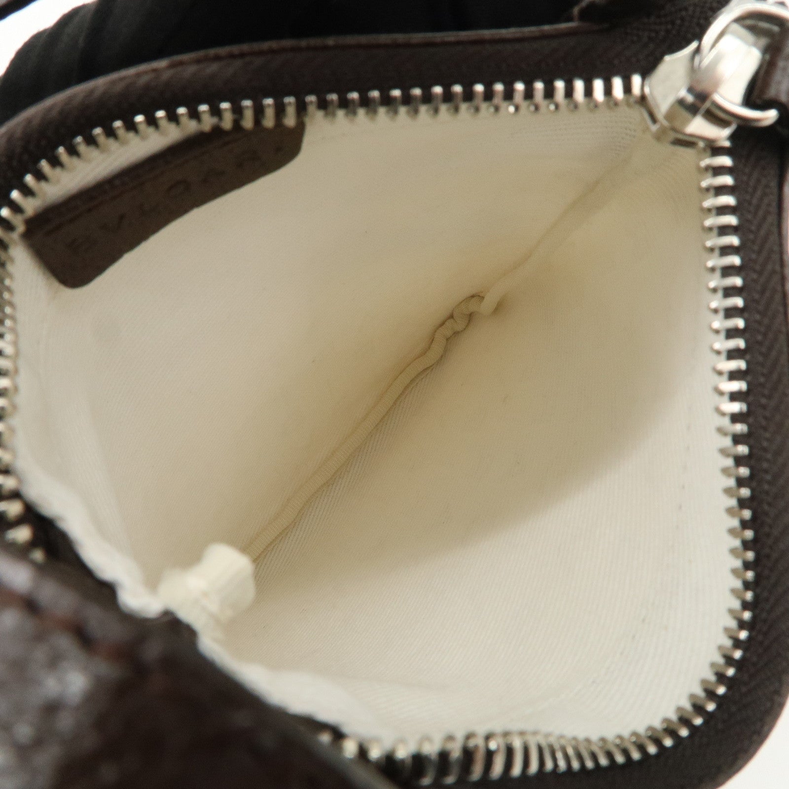 BVLGARI Logo Mania Canvas Leather Shoulder Bag Beige Dark Brown