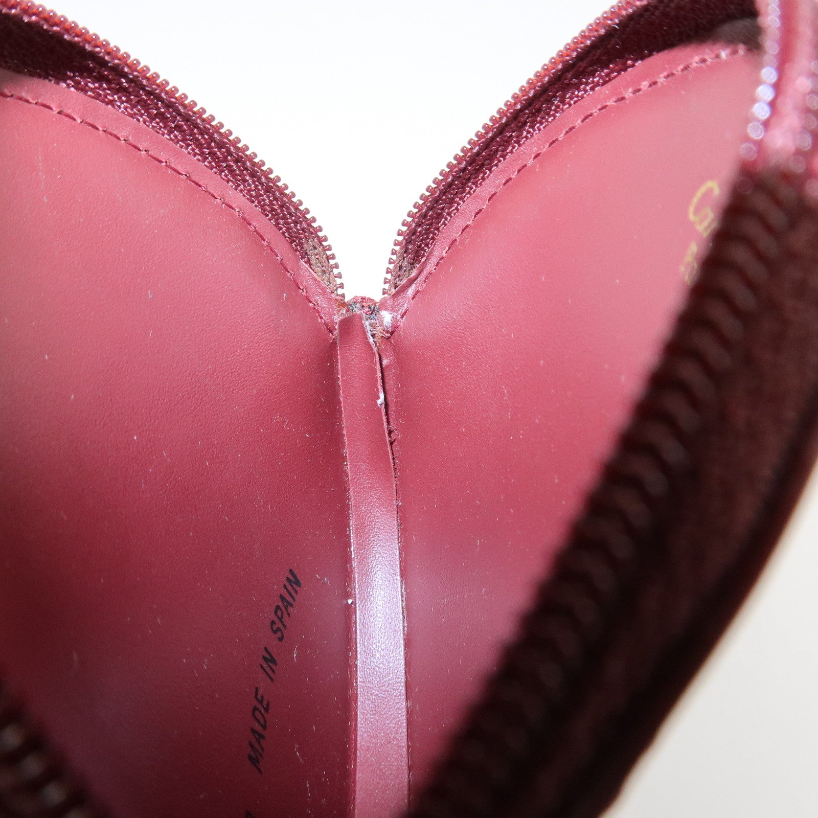 Cartier Must Line Leather Coin Case Coin Purse Wine Red