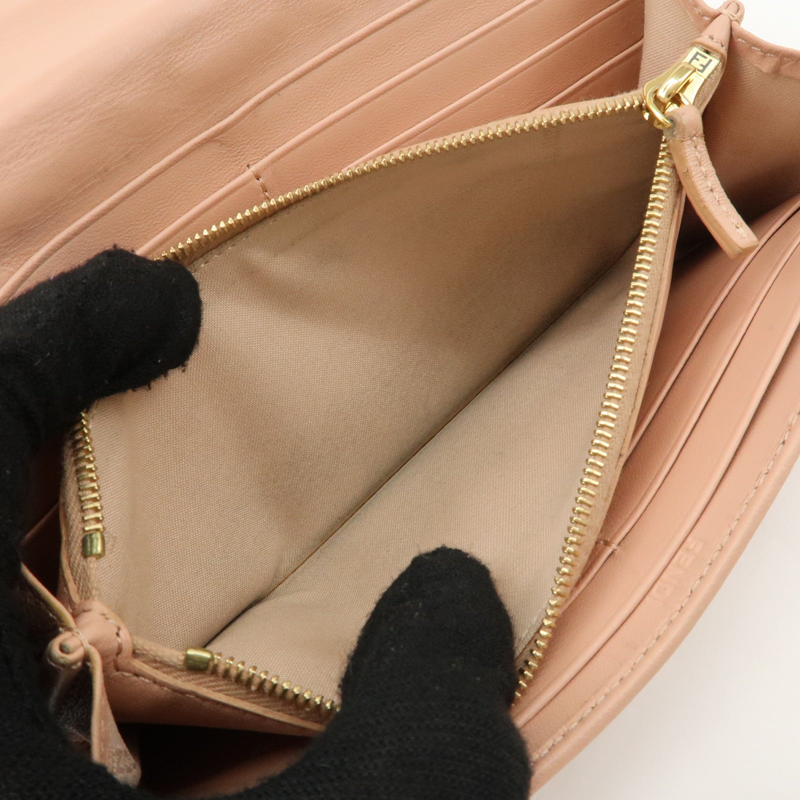 FENDI Zucca Baguette Continental Long Wallet Pink 8M0251 Used