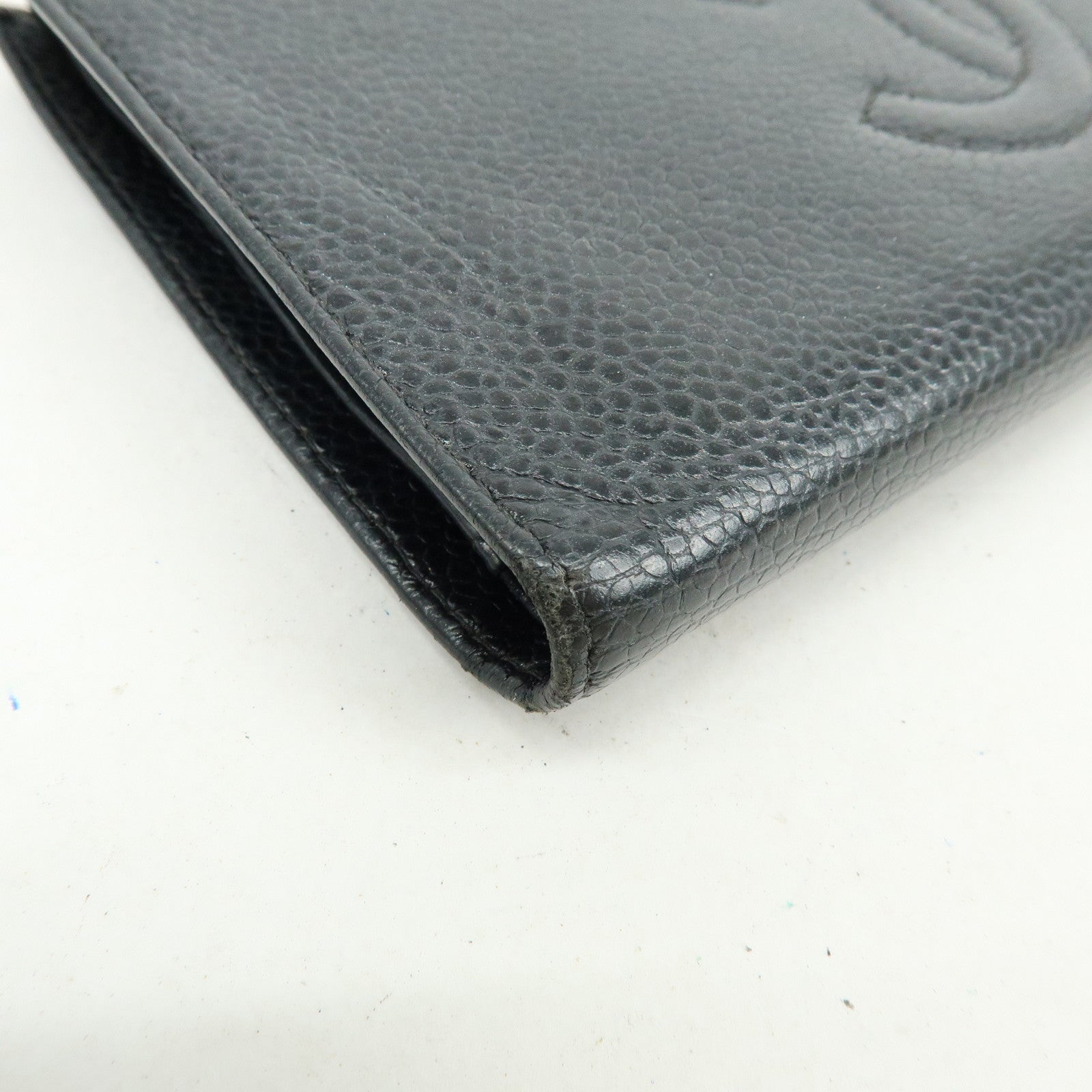 CHANEL COCO Mark Cavierskin Long Wallet Black