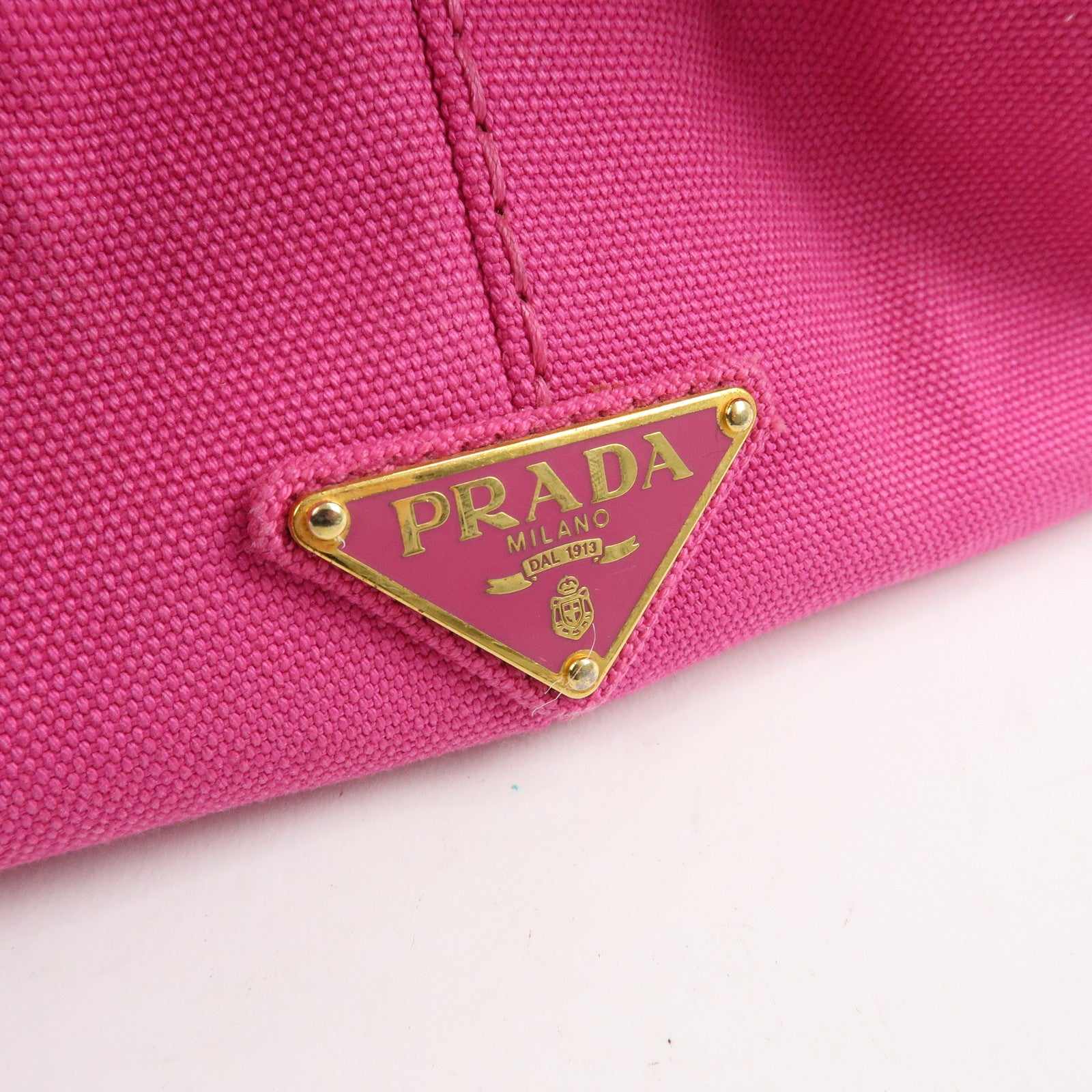 PRADA Triangle Logo Canapa Canvas Hand Bag Tote Bag Pink BN1872