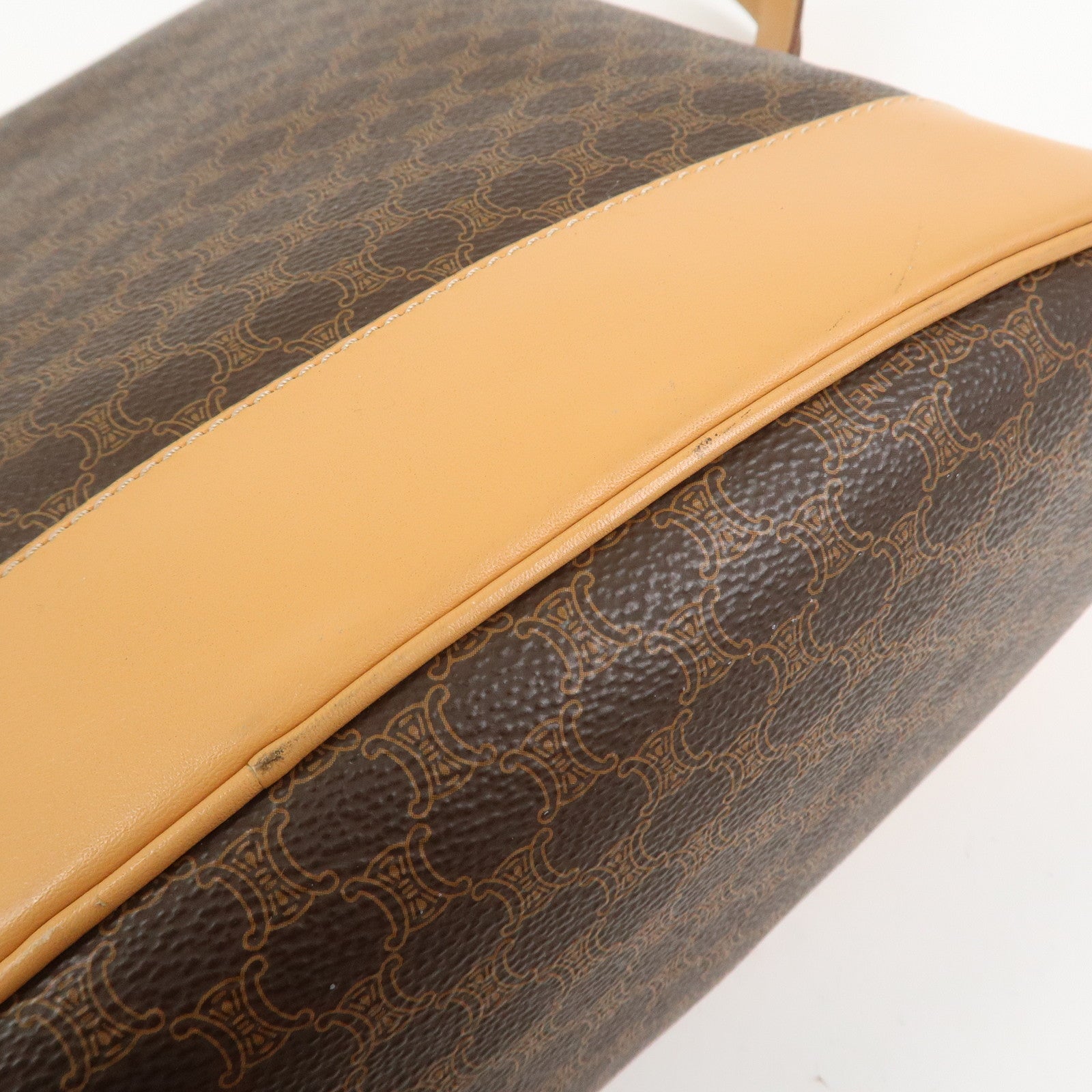 CELINE Macadam PVC Leather Shoulder Bag Hand Bag Brown