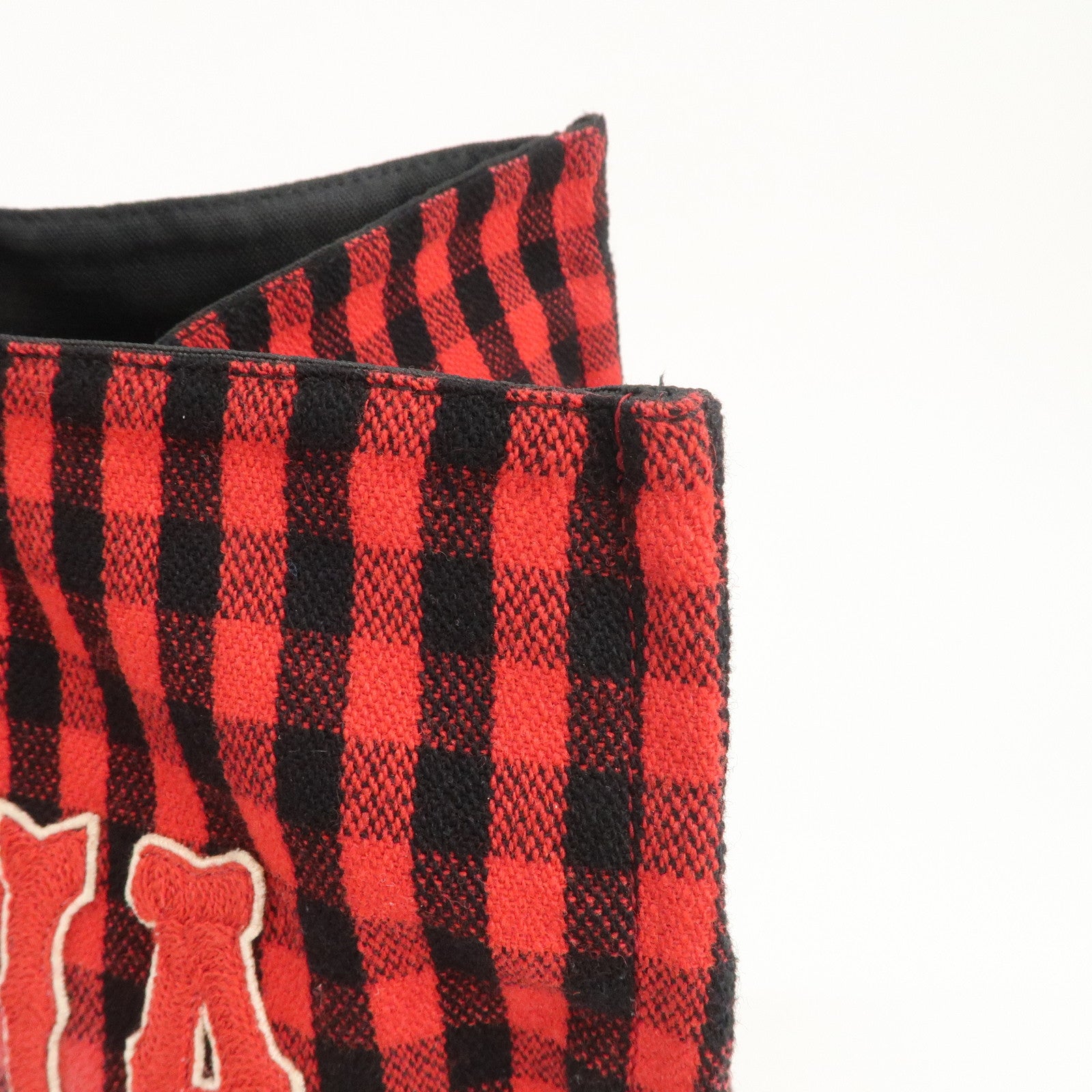 GUCCI Canvas Tote Bag Hand Bag Flower Plaid Red 484690