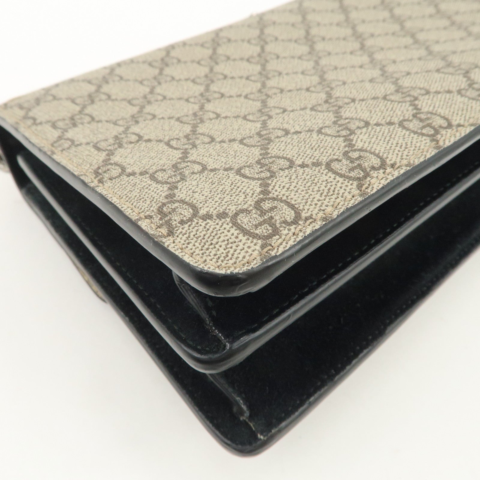 GUCCI Dionysus GG Supreme Suede Chain Shoulder Bag Beige 400249