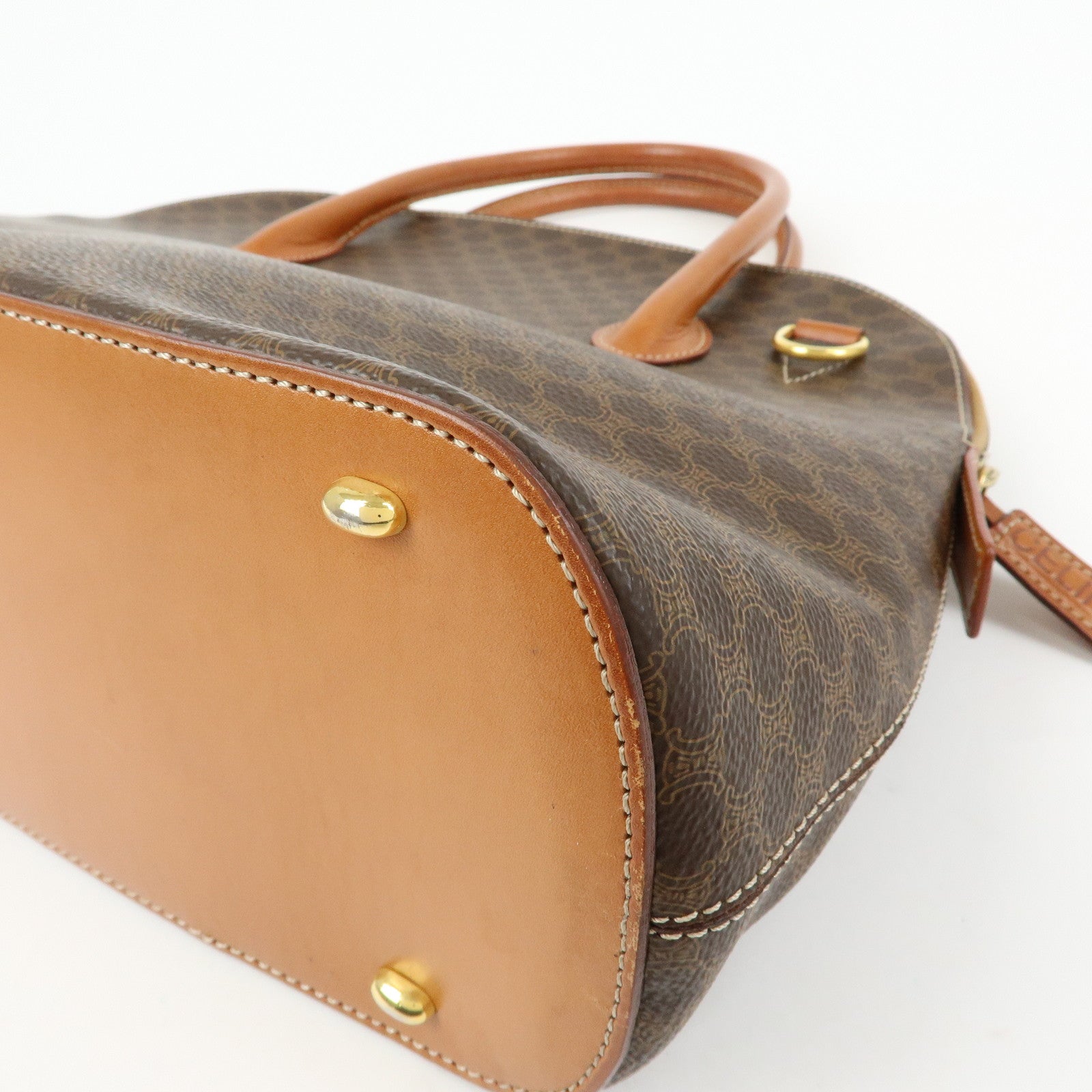 CELINE Macadam PVC Leather 2Way Bag Hand Bag Brown