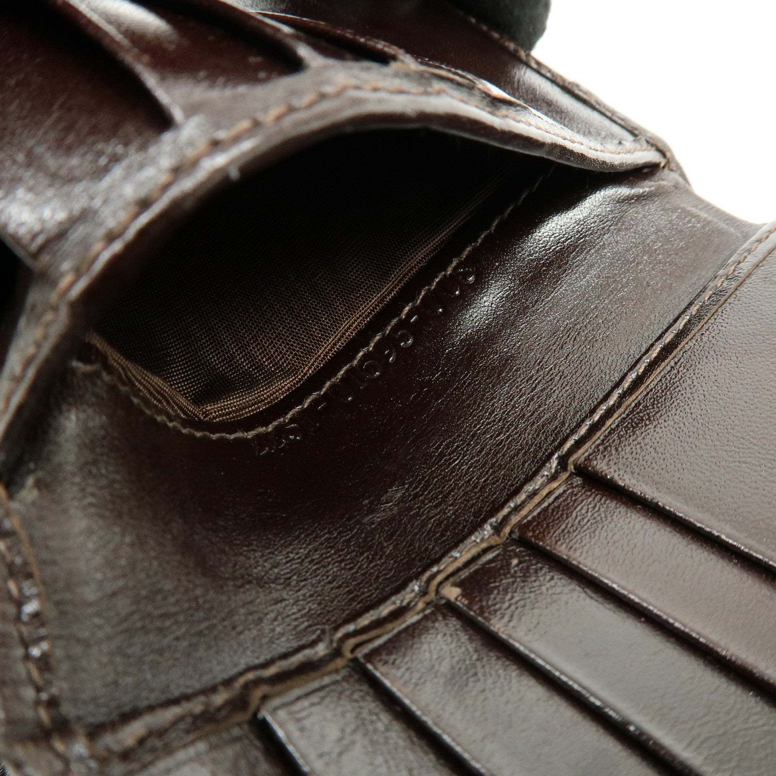 FENDI Zucca Canvas Leather Bi-fold Wallet Brown Black 01695