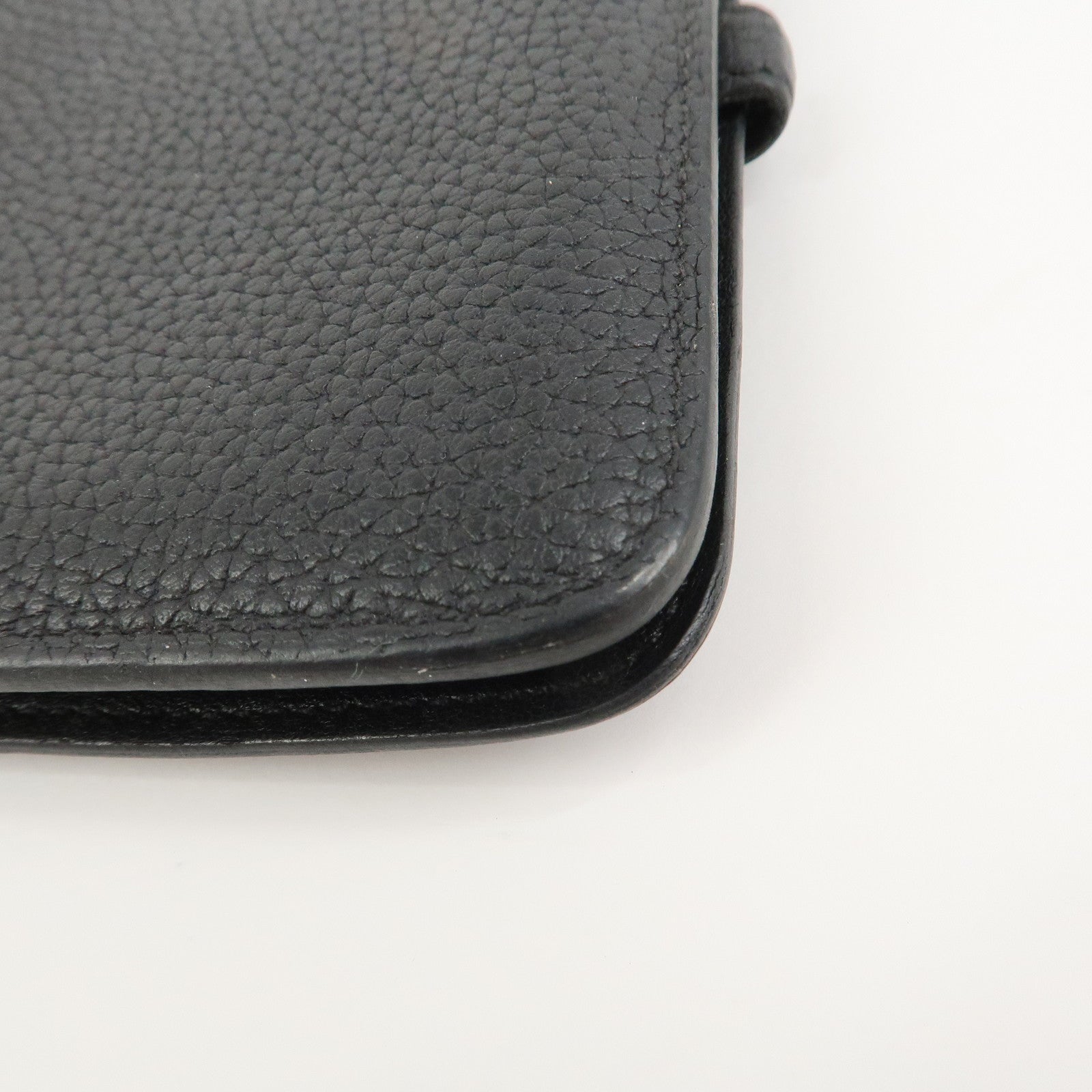 HERMES Dogon Togo Leather Compact Wallet Y Stamped Black