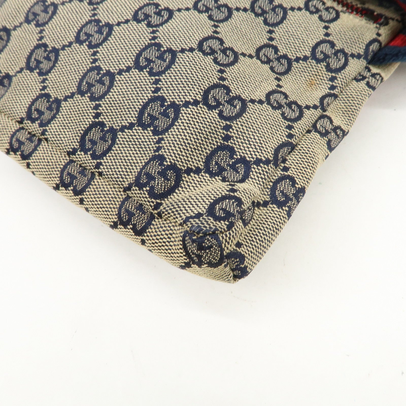 GUCCI Sherry GG Canvas Waist Bag Crossbody Bag Beige Red 28566