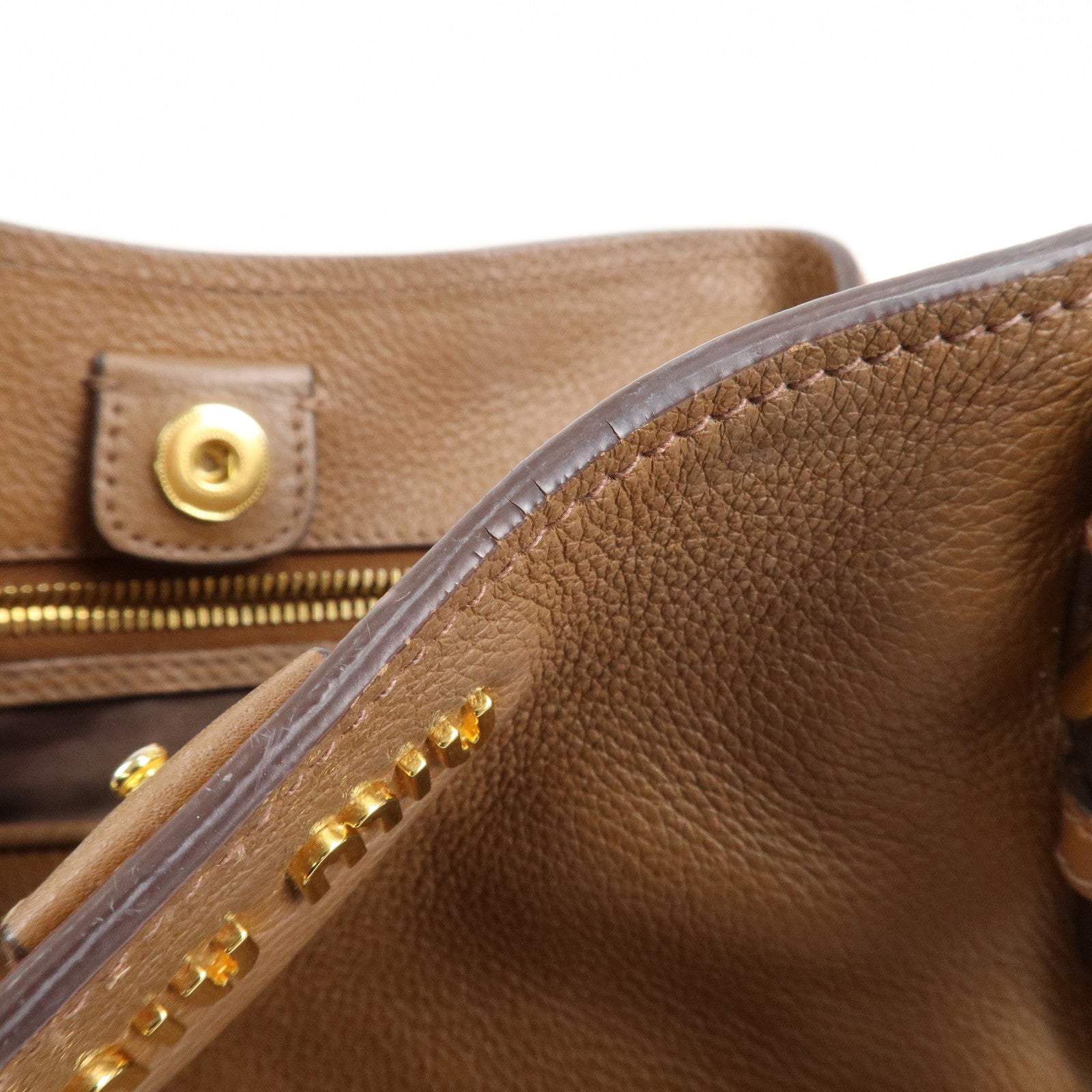 MIU MIU Vitello Phenix Leather Shoulder Bag Hand Bag Brown RN0886 Used