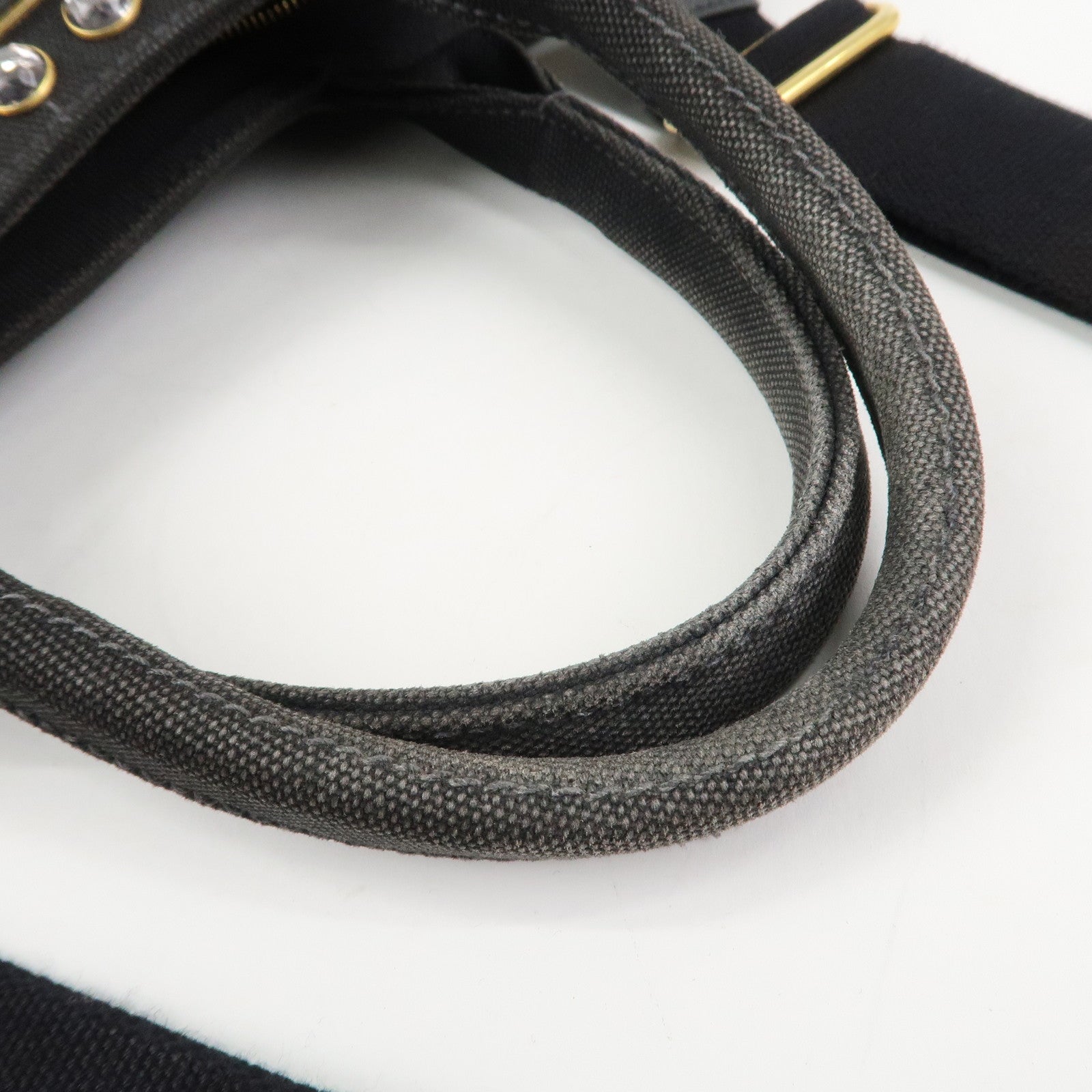 PRADA Triangle Logo Denim Canapa Bijoux 2Way Hand Bag Black B2642B