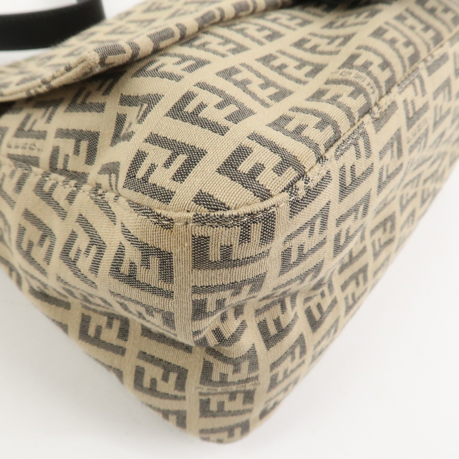 FENDI Zucchino Mamma Baguette Canvas Leather Shoulder Bag 8BR001