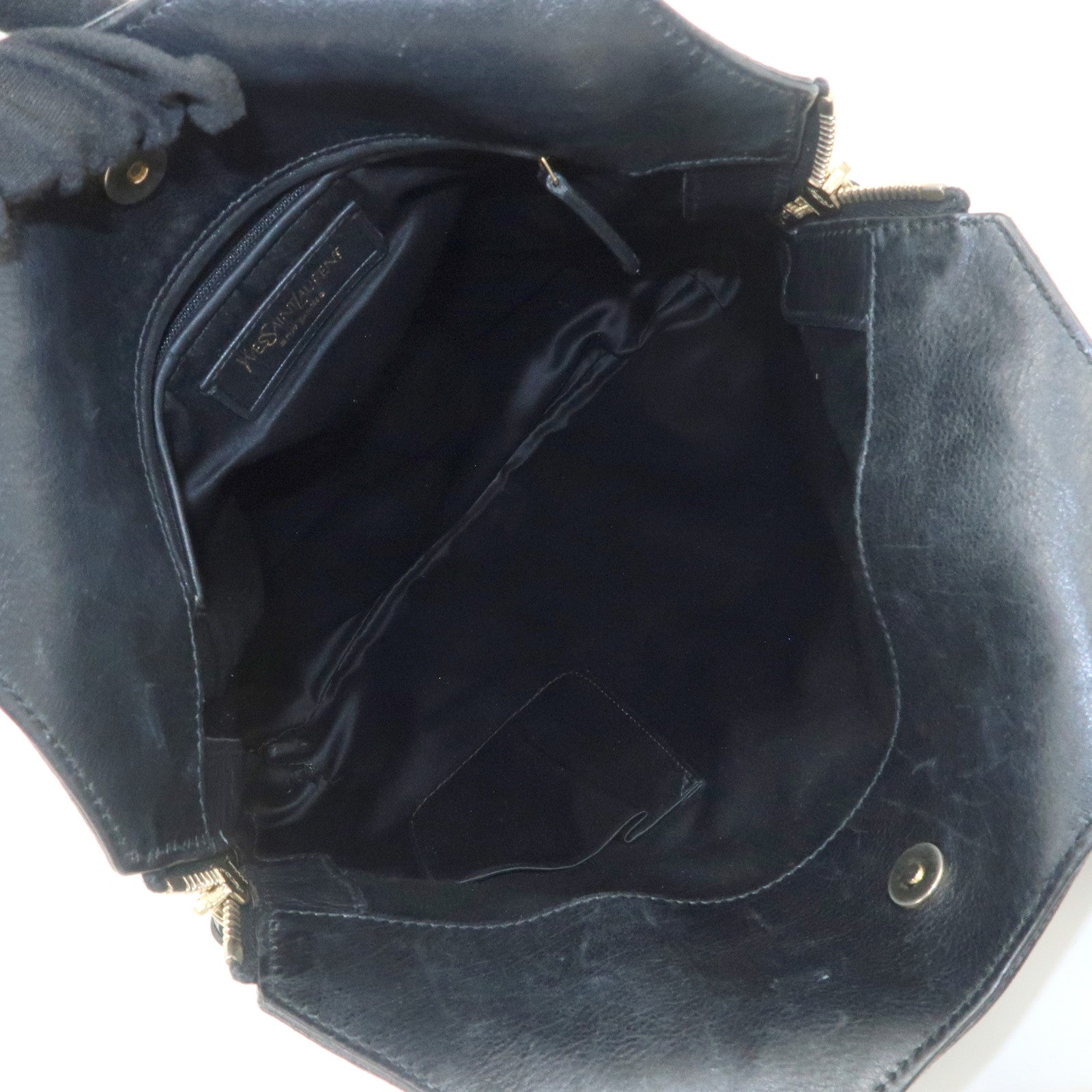 SAINT LAURENT Metropolis Rive Gauche Leather Tote Bag Black 177739