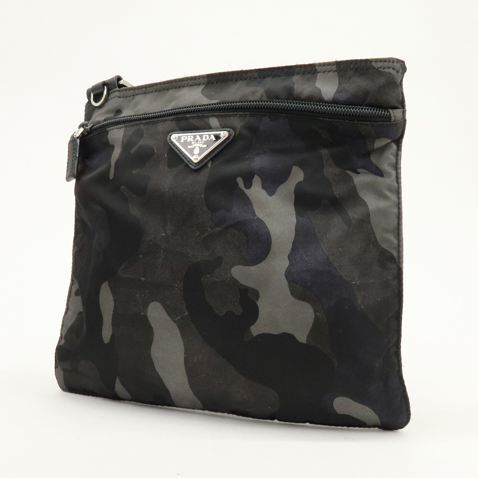 PRADA Triangle Logo Nylon Shoulder Crossbody Bag Camouflage Black
