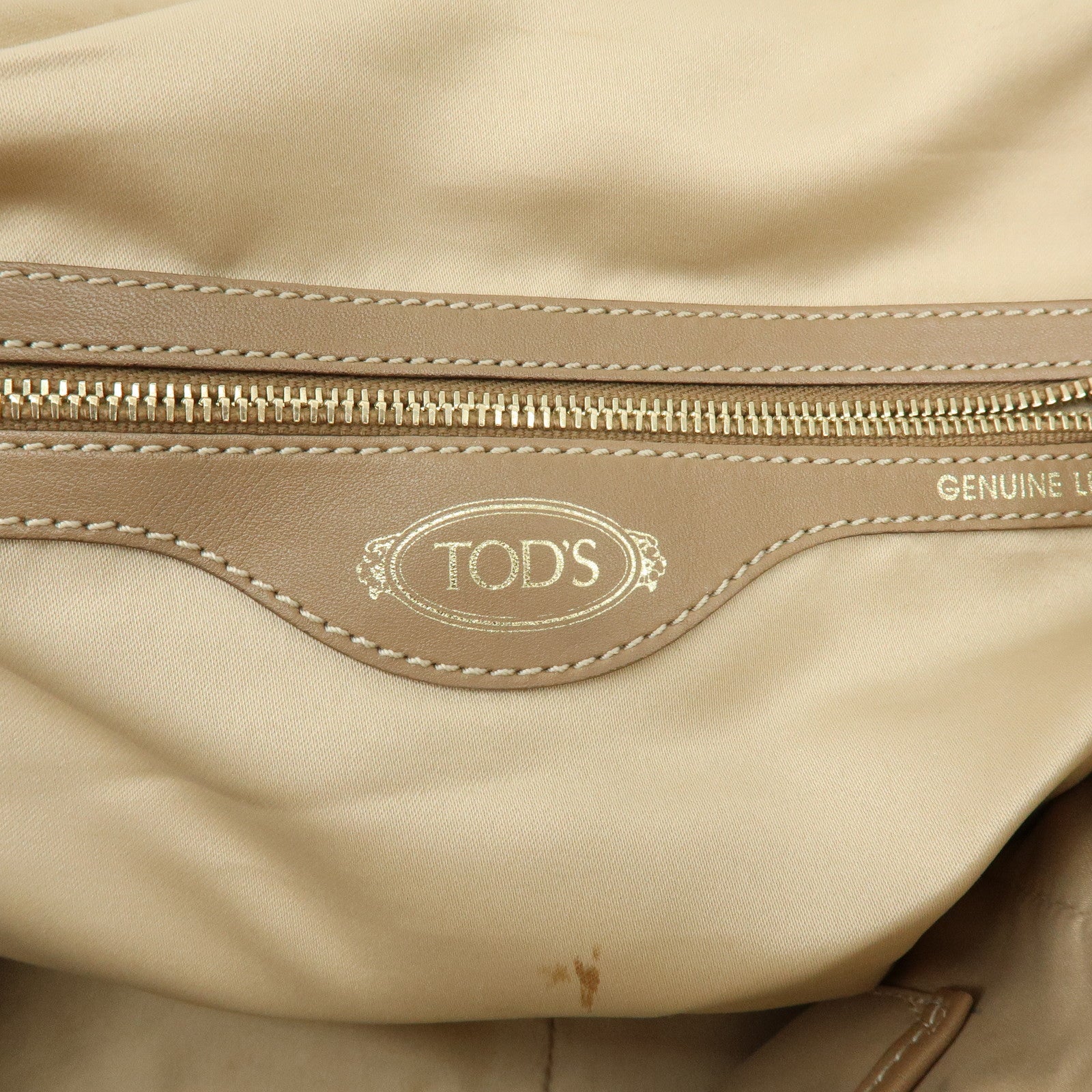 TOD'S Leather Stitch 2Way Bag Boston Bag Shoulder Bag Brown