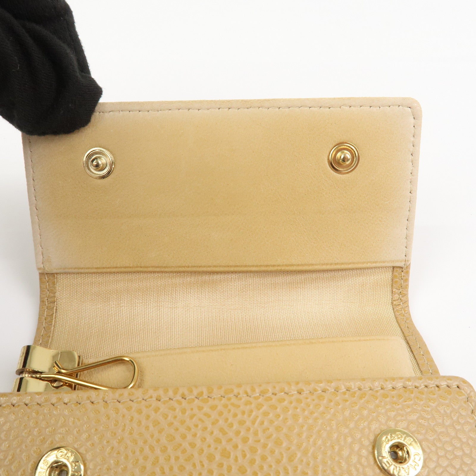 CHANEL COCO Mark Caviarskin Key Case Key Holder Light Brown