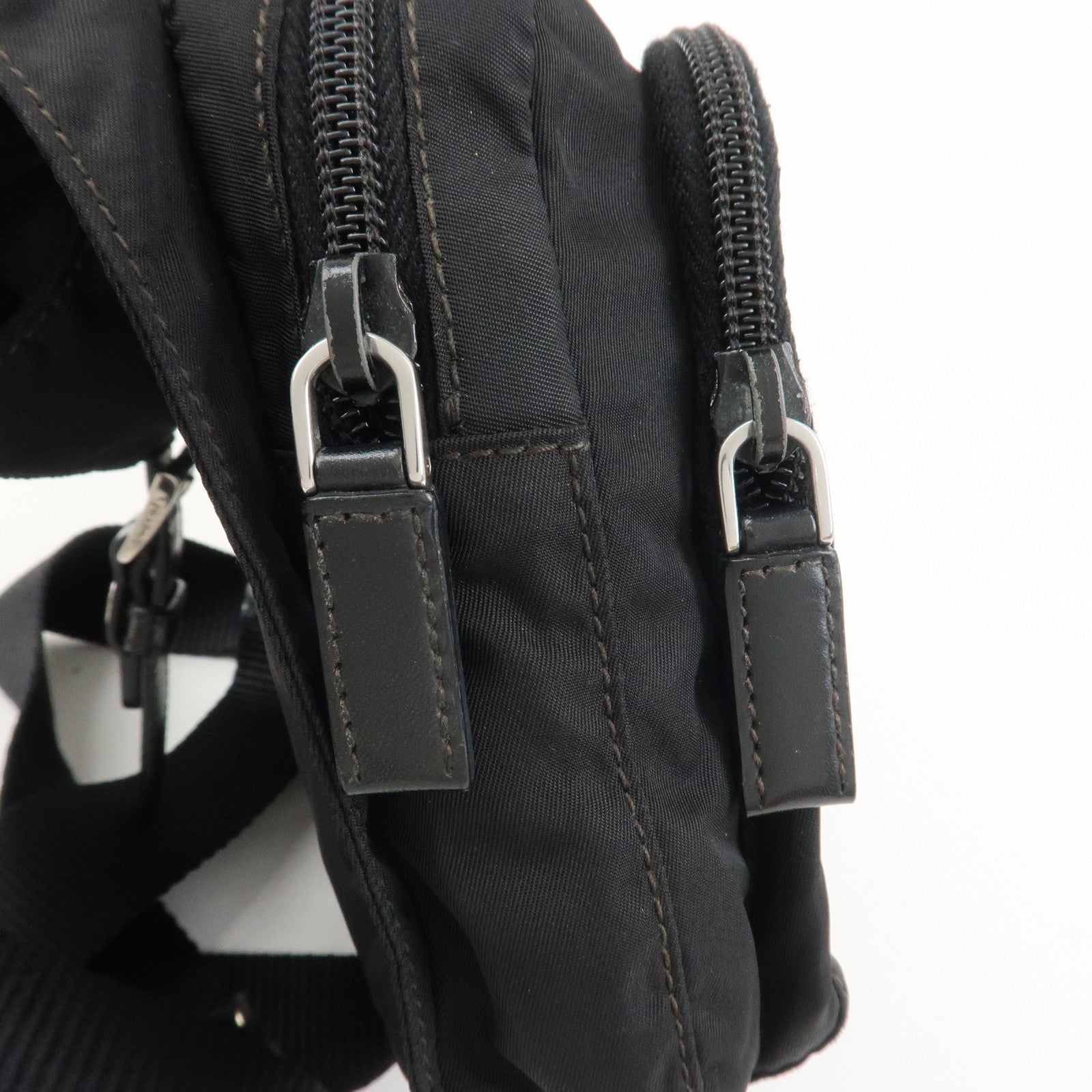 PRADA Nylon Leather Shoulder Bag Crossbody Bag Black BT0521