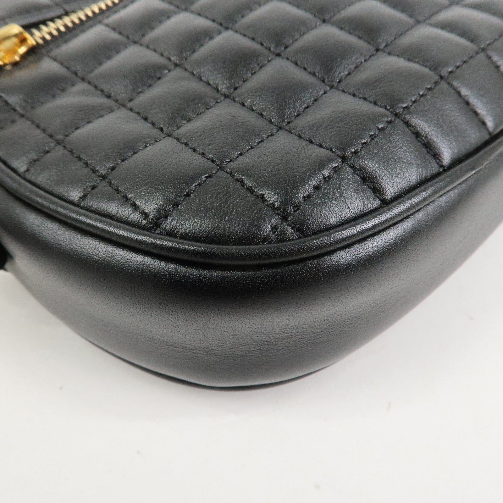 CELINE Calf Leather Shoulder Bag Crossbody Bag Black C Charm