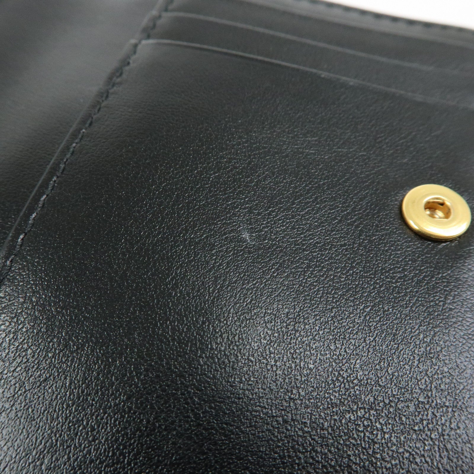 BOTTEGA VENETA Cassette Leather Small Bi-fold Comact Wallet Black