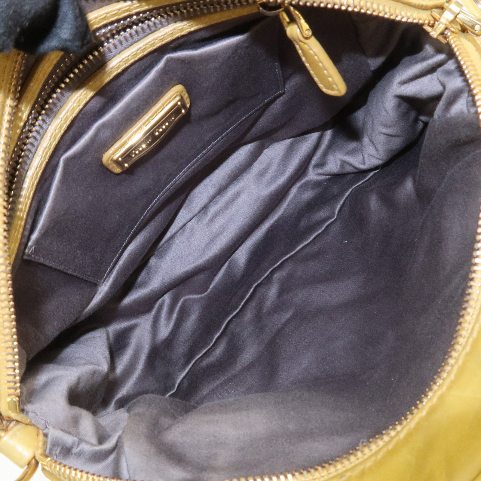 MIU MIU Logo Leather 2Way Bag Hand Bag Yellow