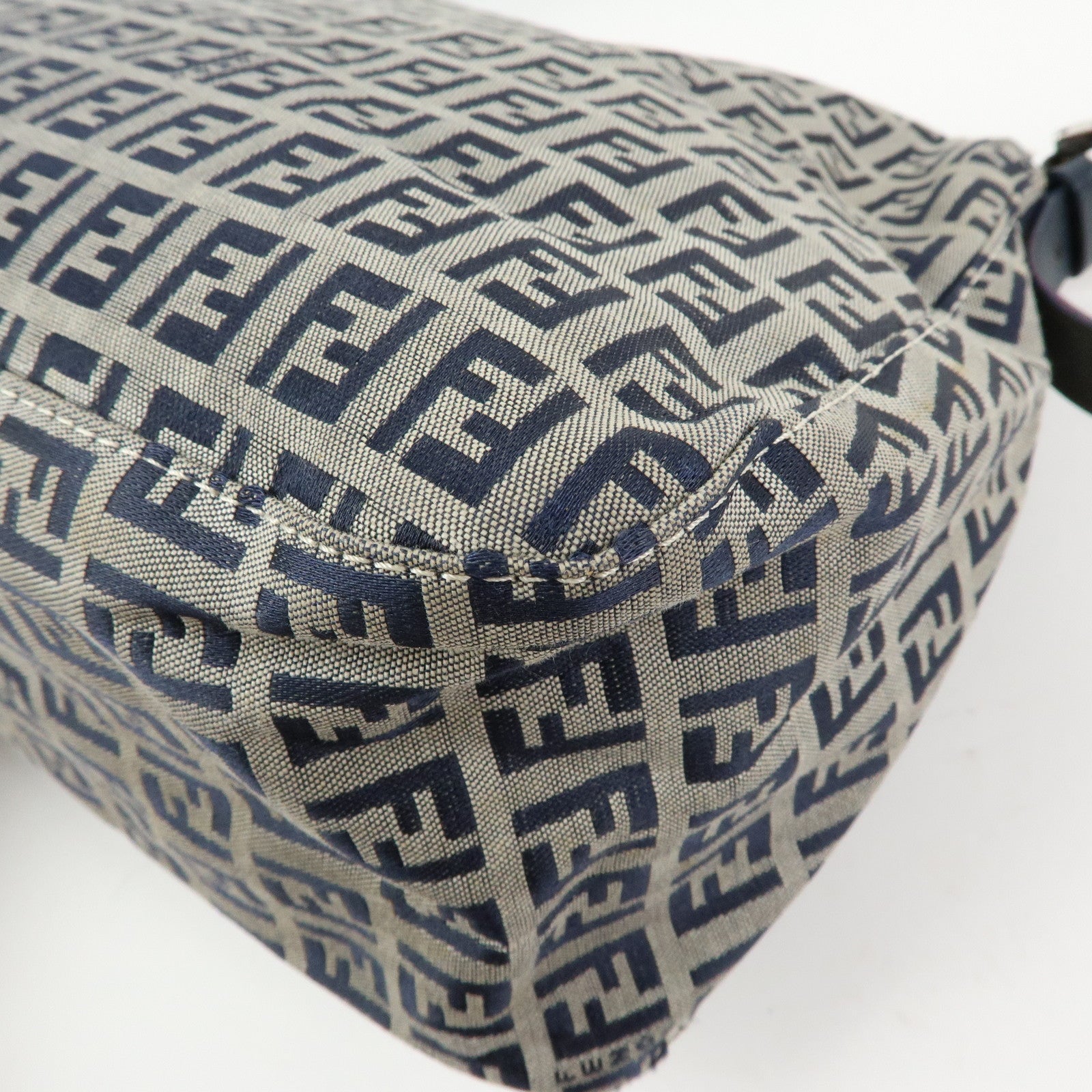 FENDI Zucchino Mamma Baguette Canvas Leather Shoulder Bag 26325 Auth Used F/S