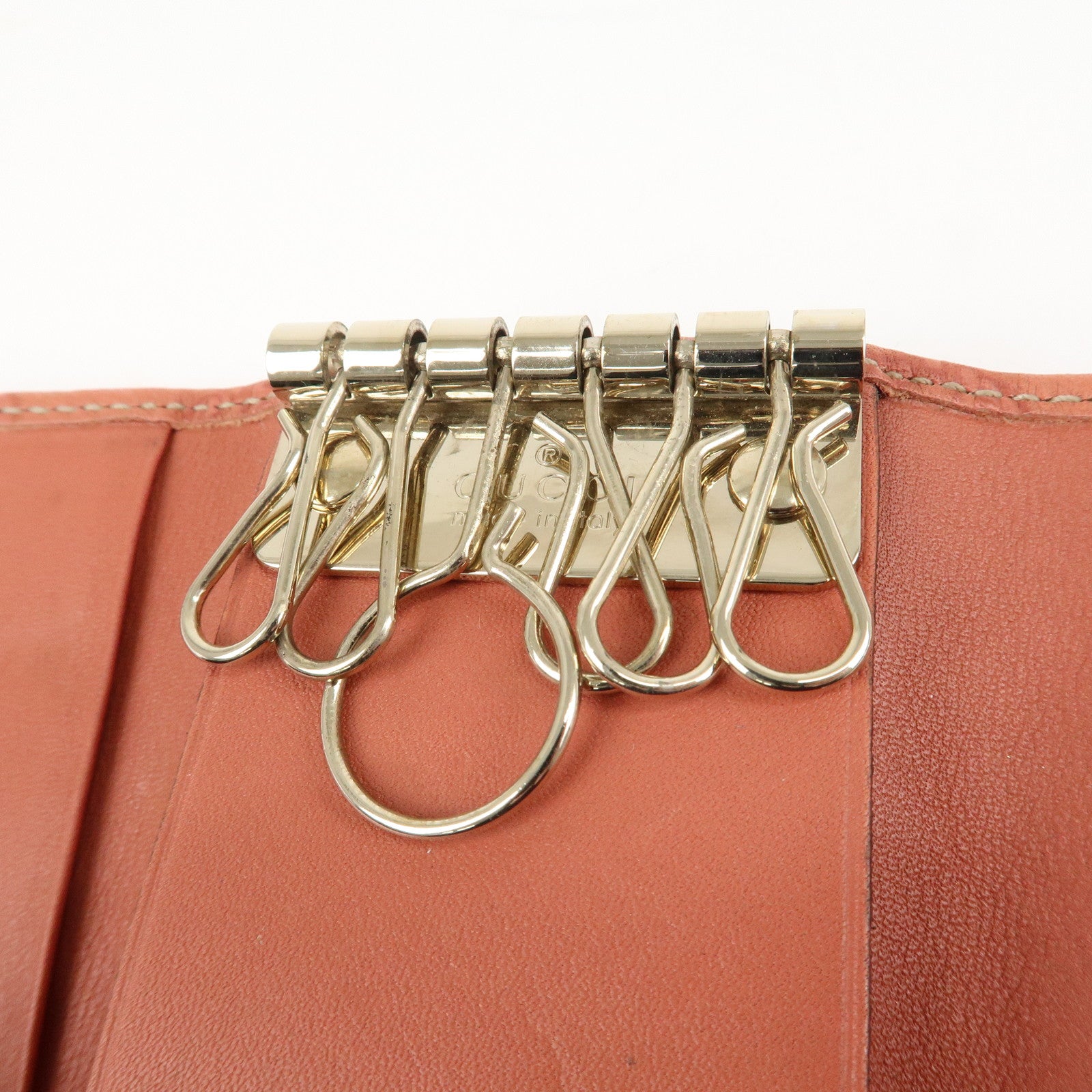 GUCCI Guccissima Leather 6 Rings Key Case Pink Gold HDW 212111 Used