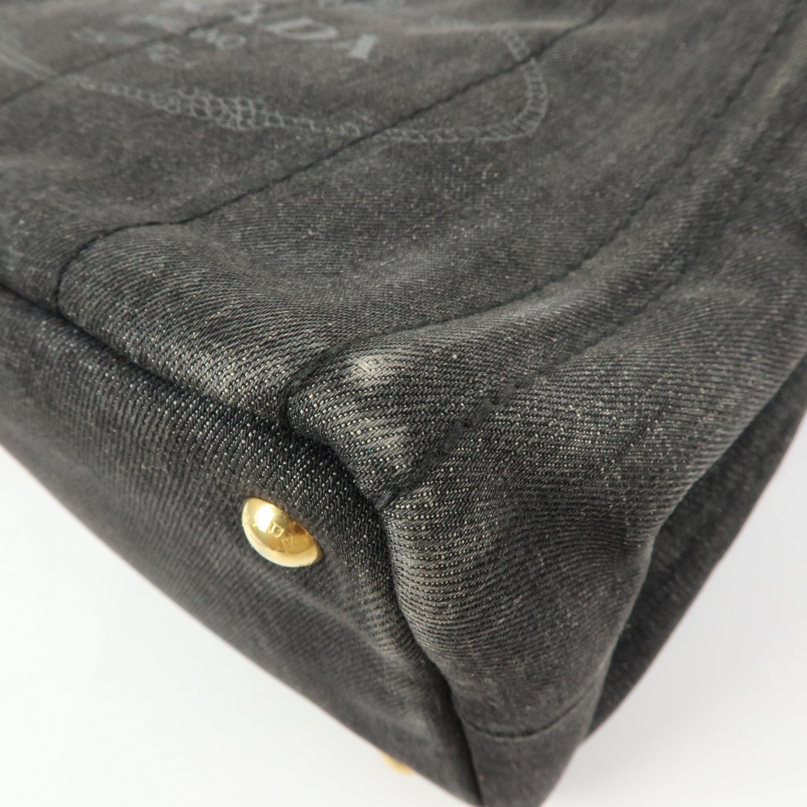 PRADA Triangle Logo Canapa Mini Denim 2Way Hand Bag Black 1BG439