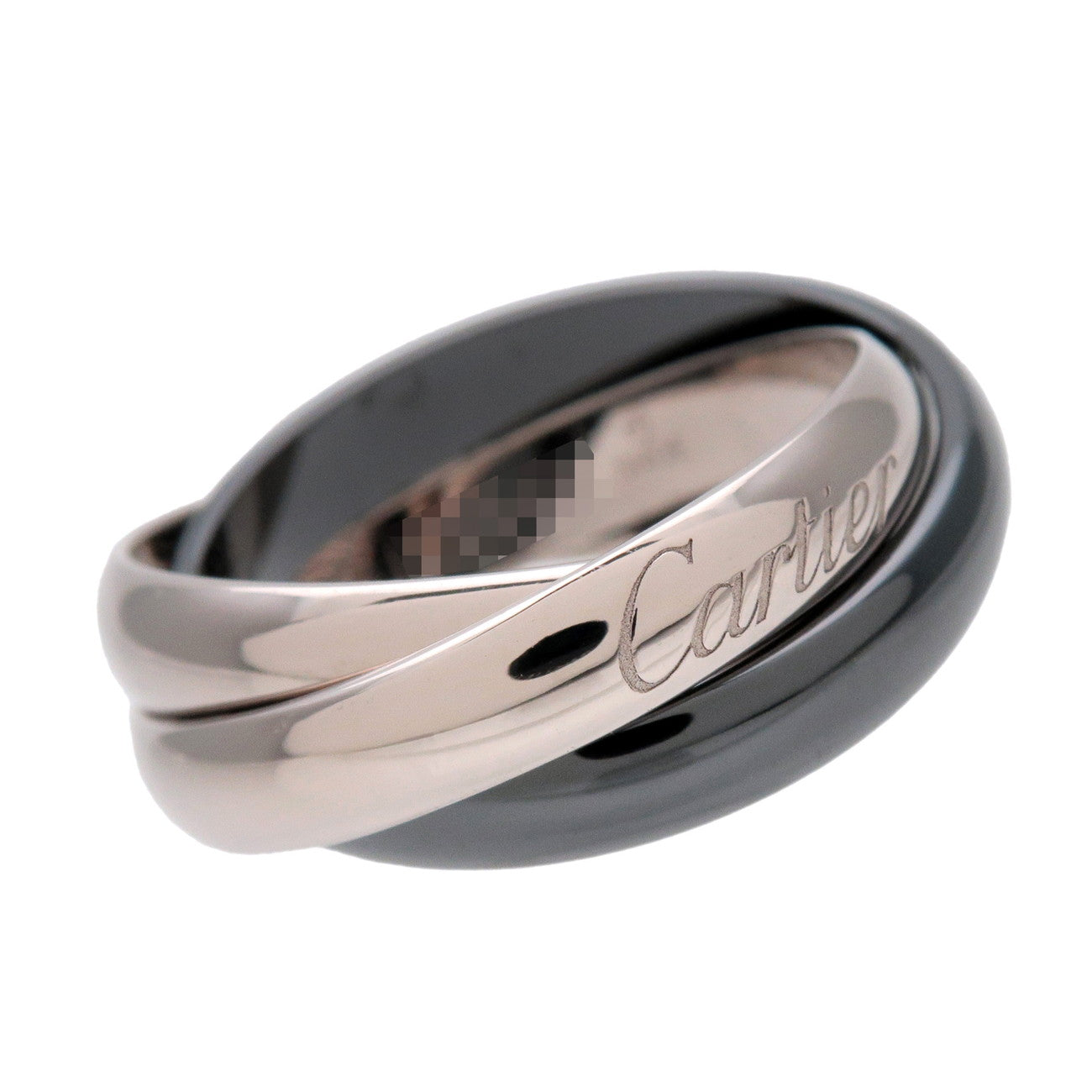 Cartier Trinity Ring MM #51 750WG BlackCeramic White Gold Black US6
