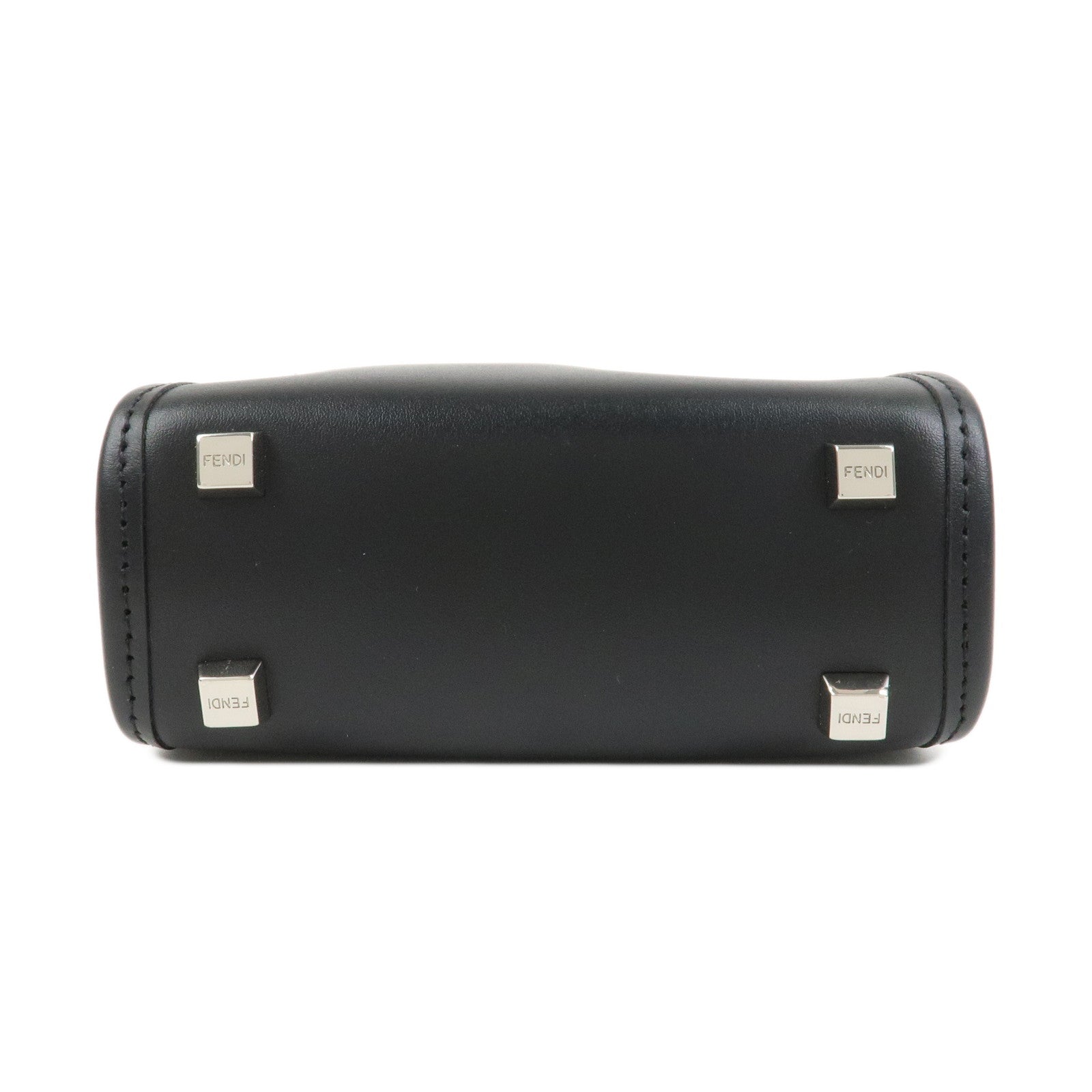 FENDI Leather Sunshine Shopper Small 2Way Bag Hand Bag Black 8BS051