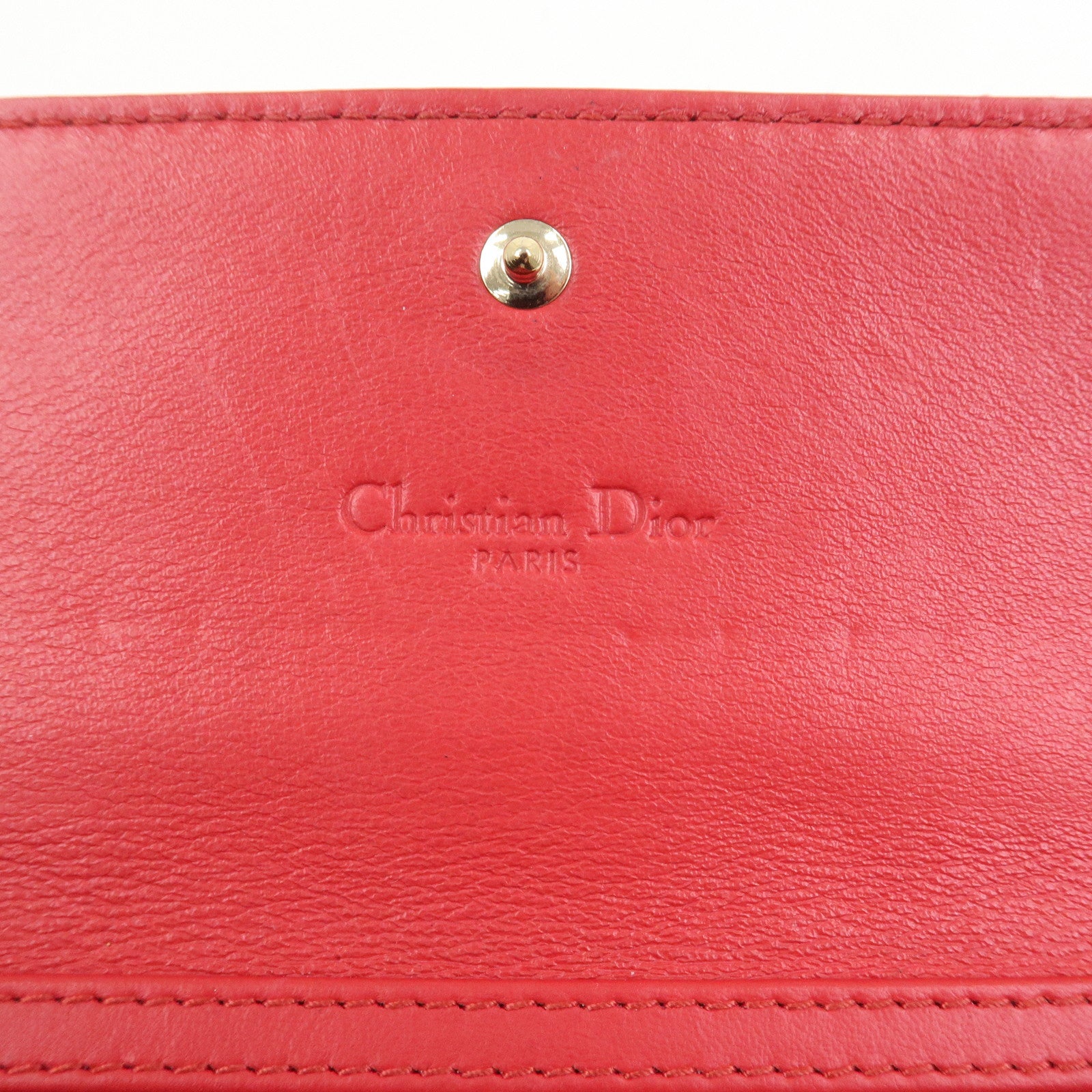 Christian Dior Cannage Patent Leather Chain Long Wallet WOC Red