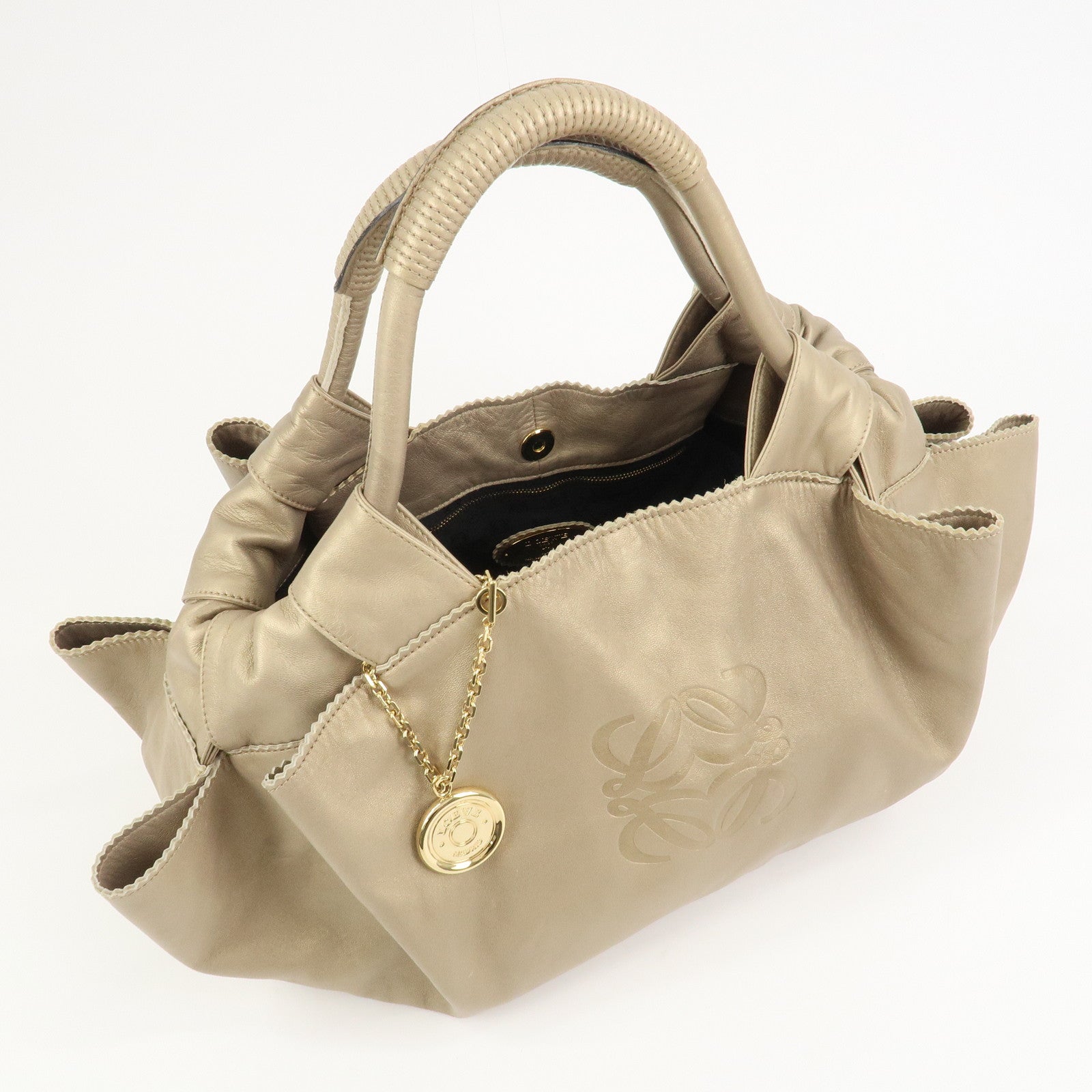 LOEWE Anagram Nappa Aire Leather Hand Bag Tote Bag Gold