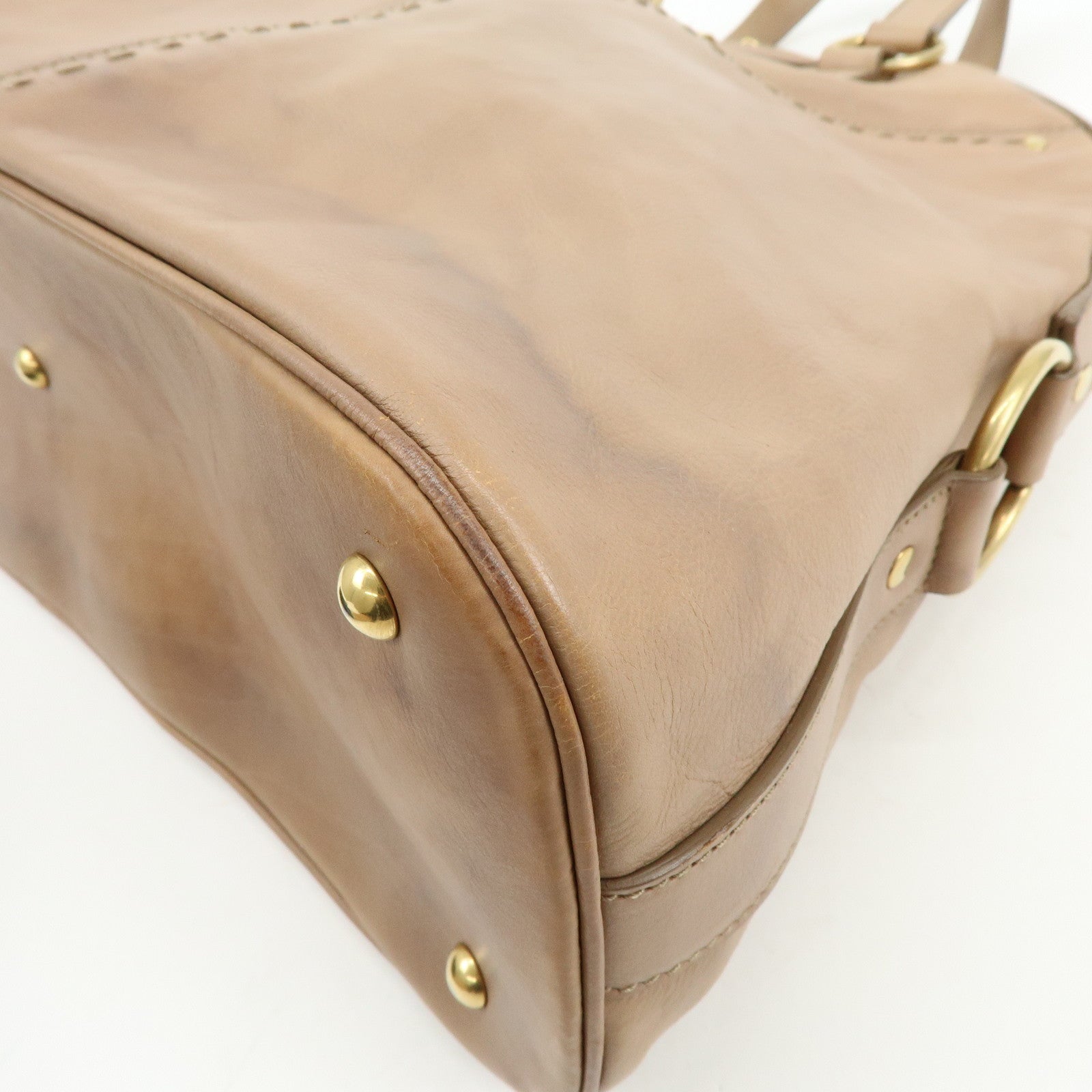 SAINT LAURENT PARIS Muse Leather Hand Bag Tote Bag Beige