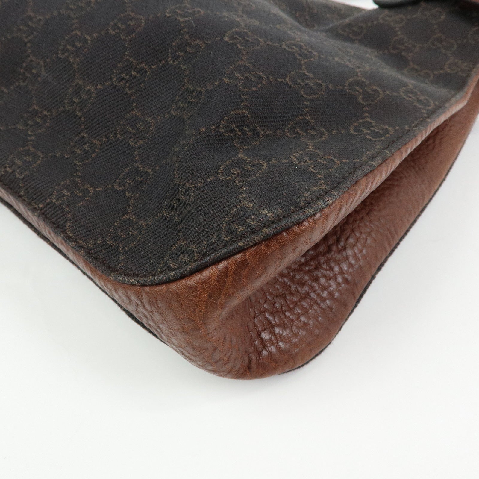 GUCCI Horsebit GG Canvas Leather Tote Bag Hand Bag Brown 101971