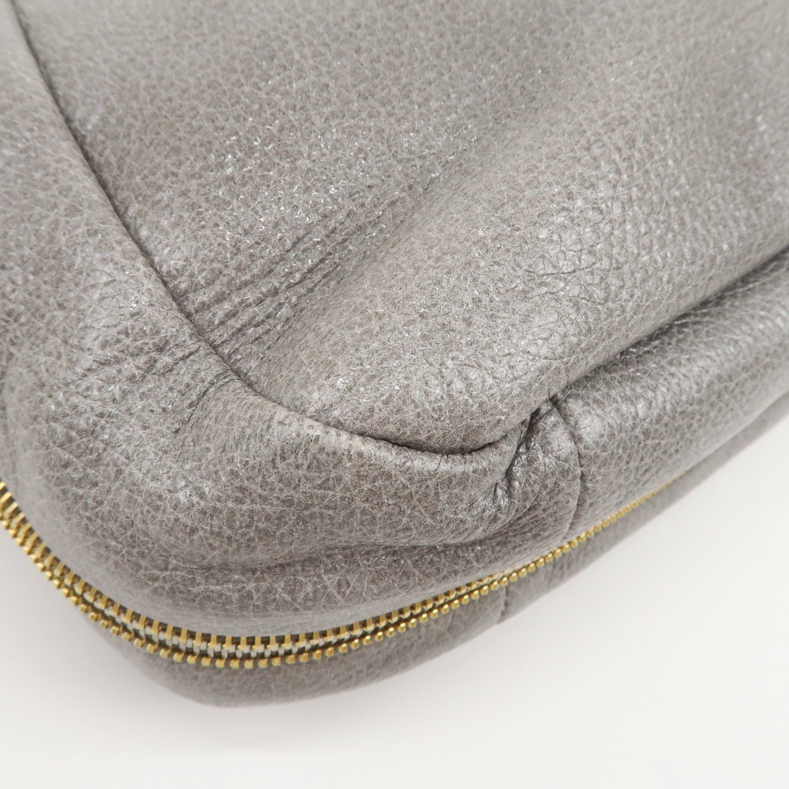 PRADA Logo Leather 2Way Bag Hand Bag Shoulder Bag Gray BN1695