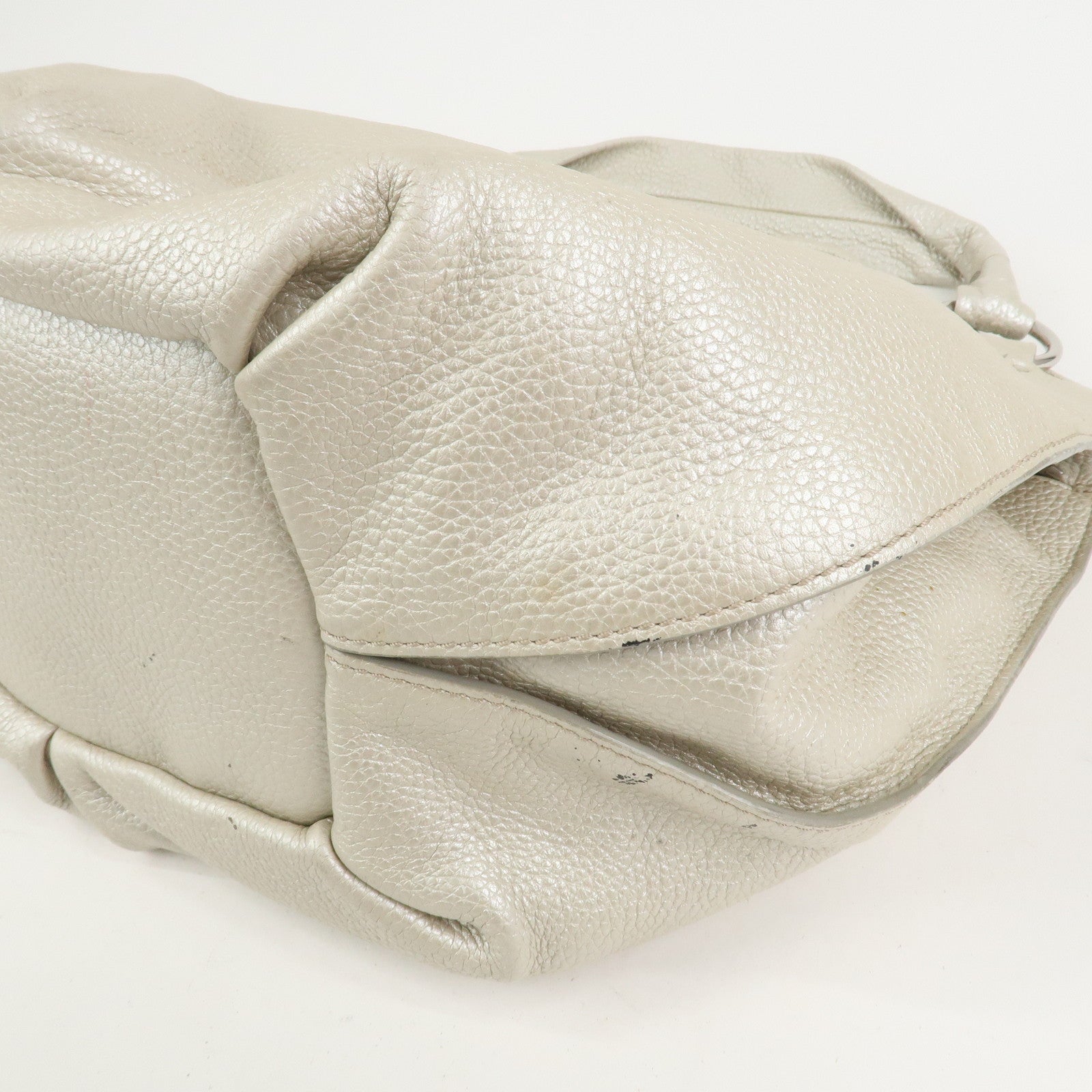 CELINE Logo Leather Bittersweet Shoulder Bag Tote Bag Silver