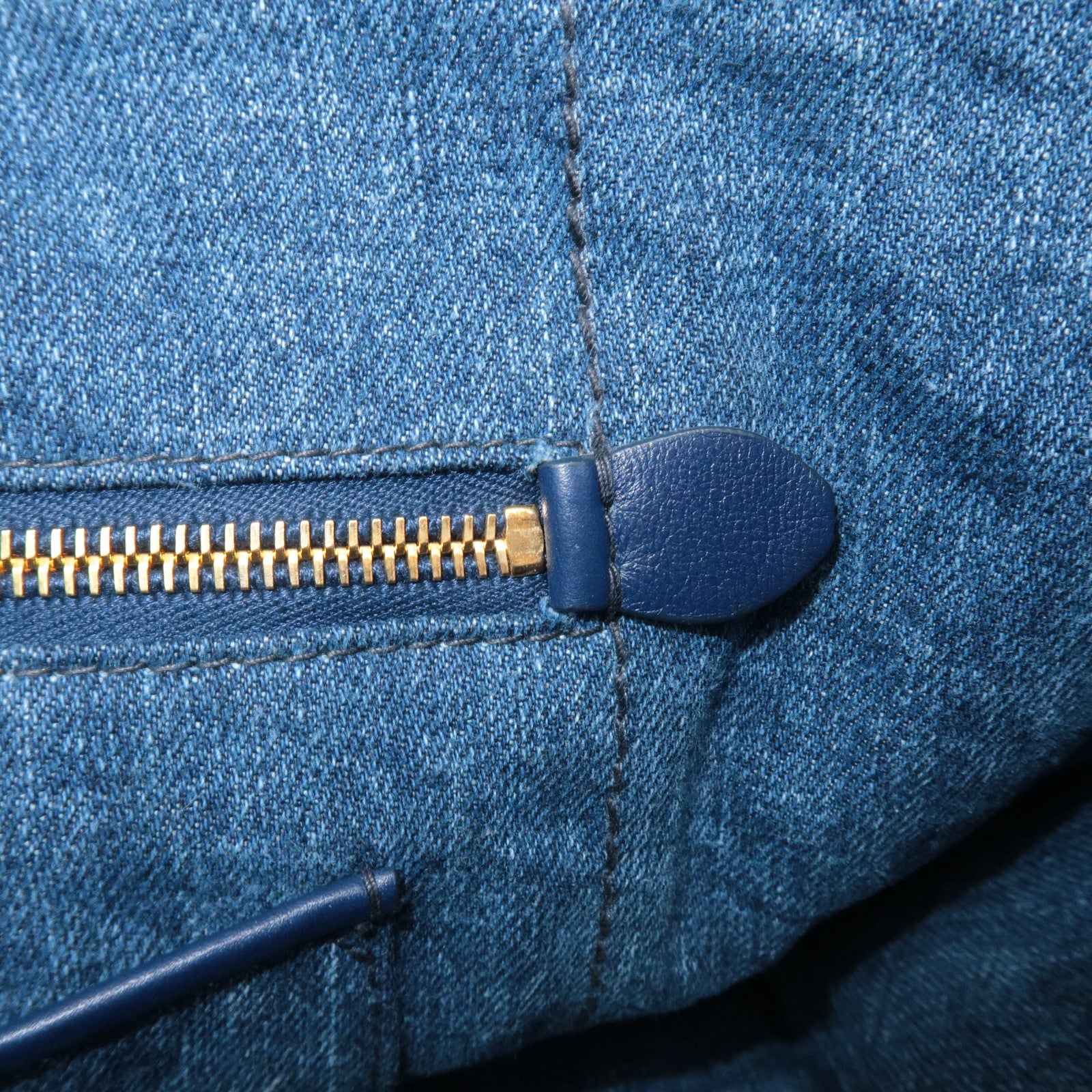 PRADA Triangle Logo Canapa Canvas Denim Hand Bag Navy B1877B Used